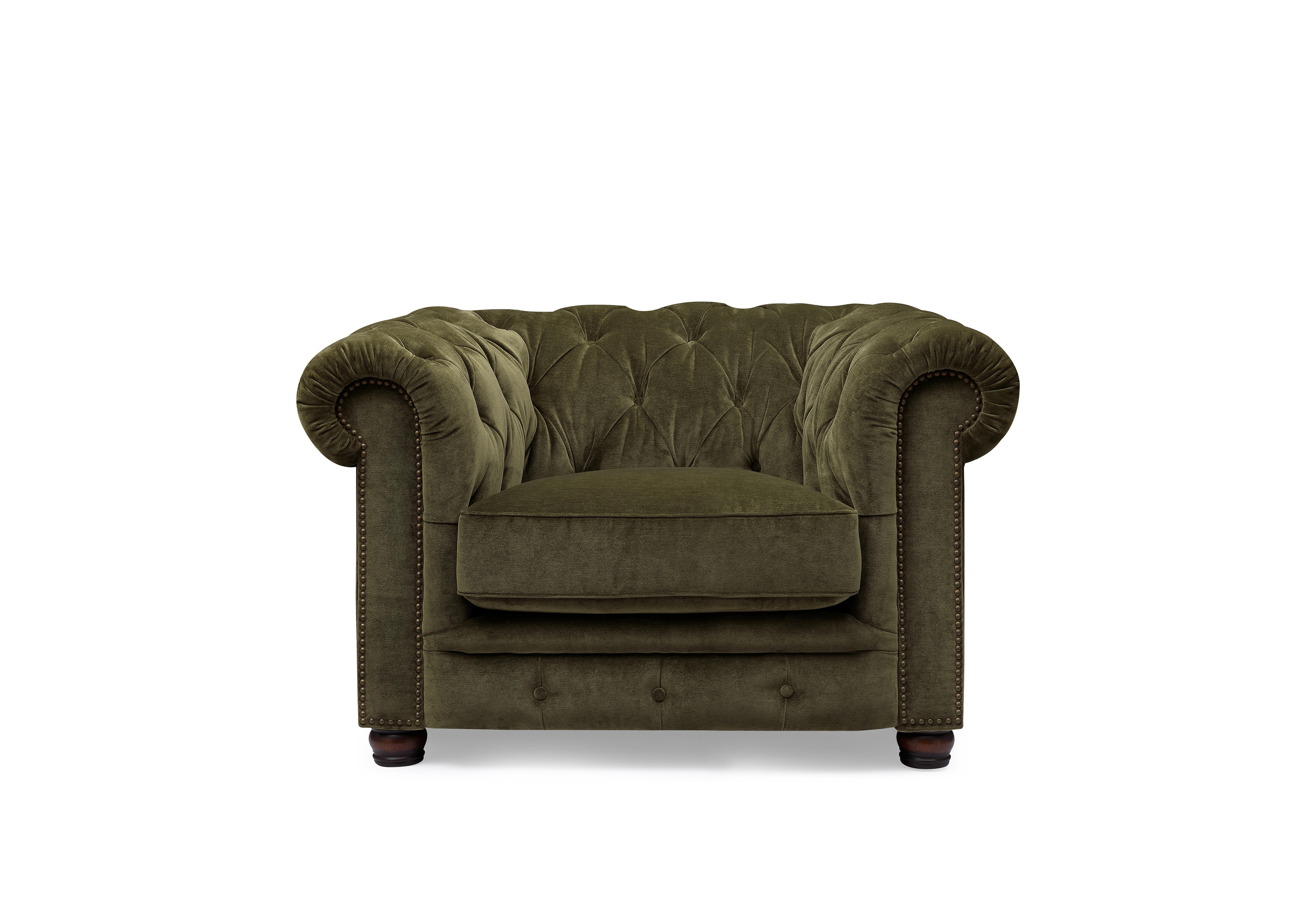 Shackleton Fabric Chesterfield Chair in X3y1-W018 Pine on Furniture Village