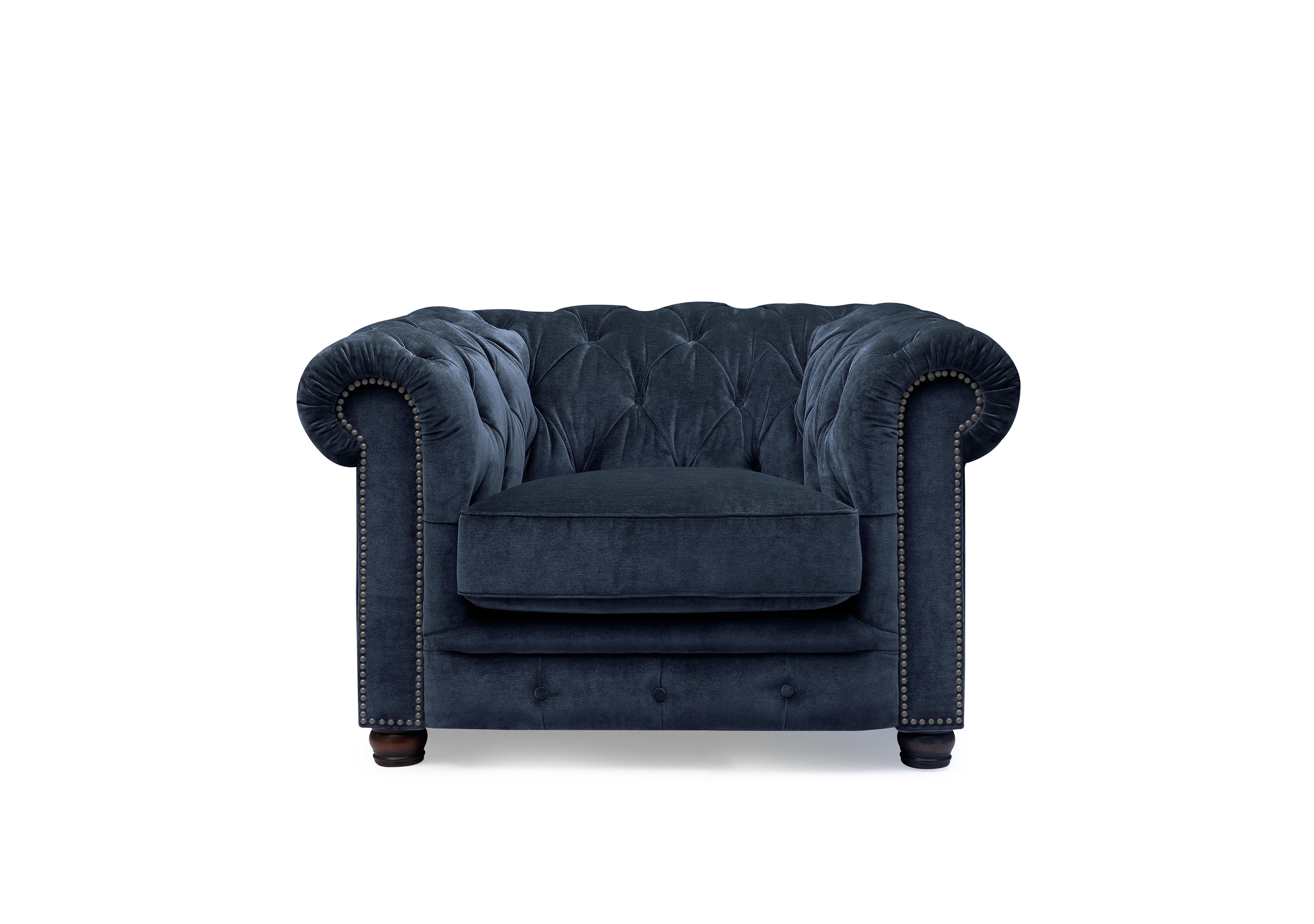 Shackleton Fabric Chesterfield Chair in X3y2-W024 Midnight on Furniture Village
