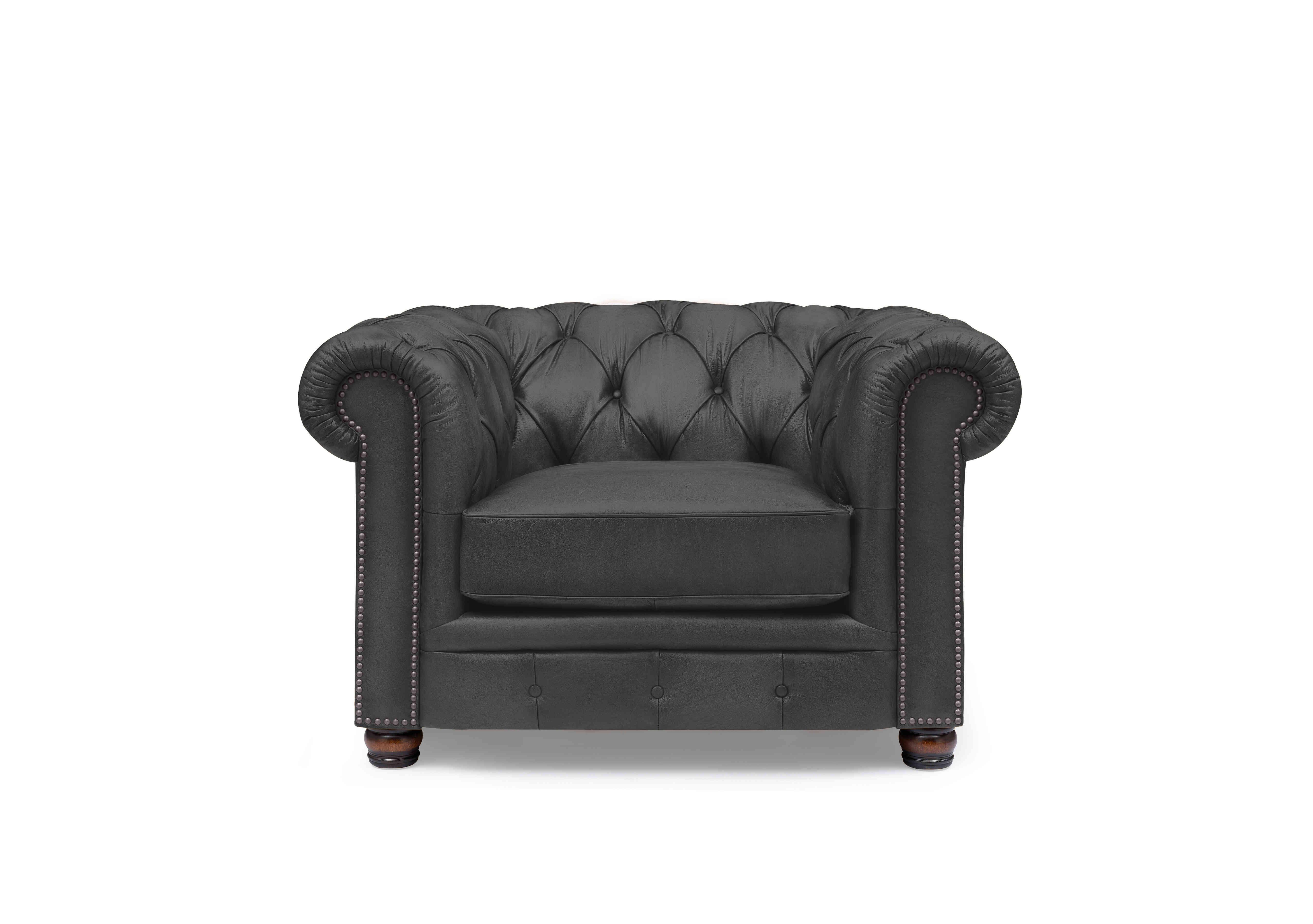Shackleton Leather Chesterfield Chair in X1-2088ls Coal Dust on Furniture Village