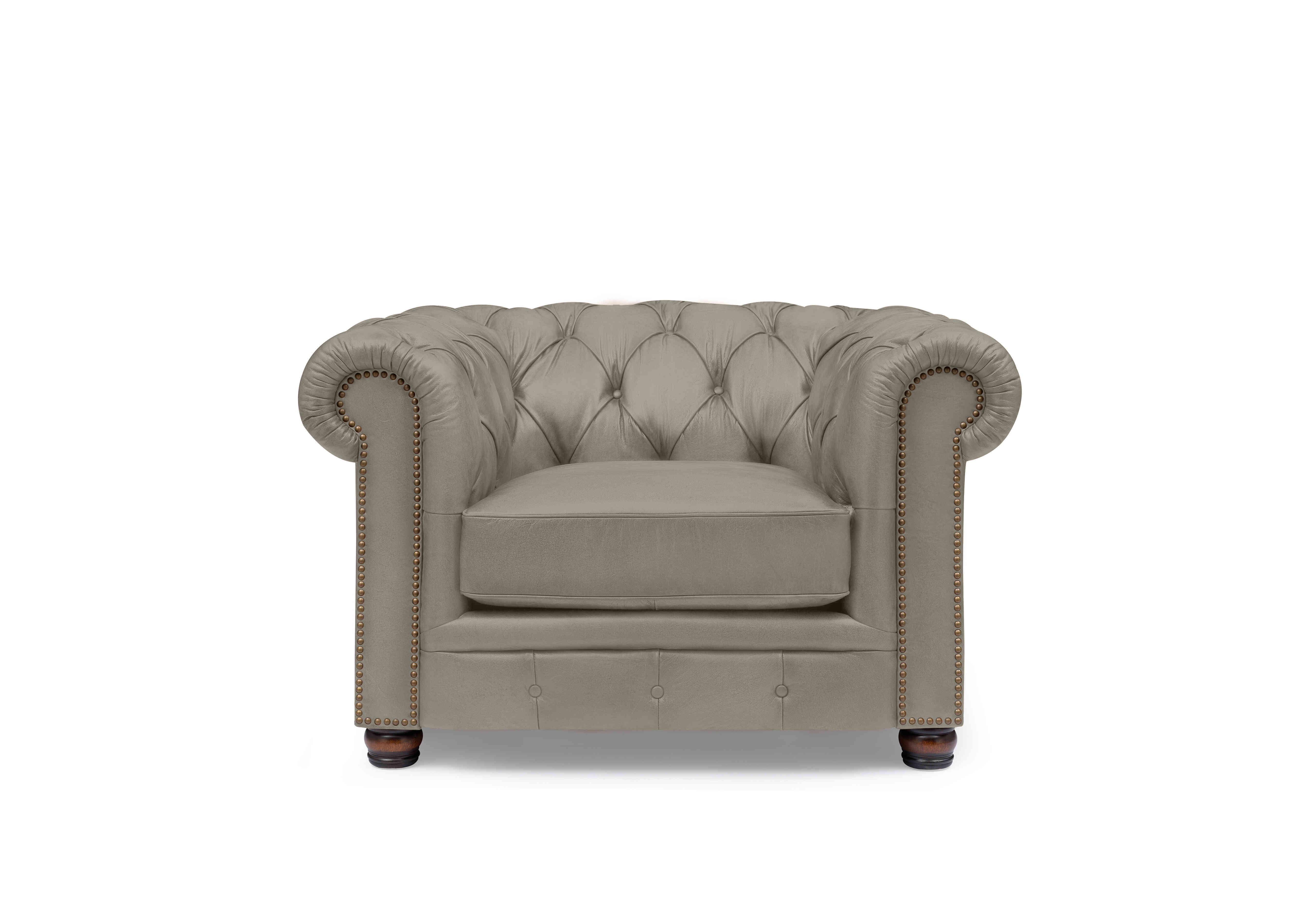 Shackleton Leather Chesterfield Chair in X3-2083ls Urbane Gry on Furniture Village