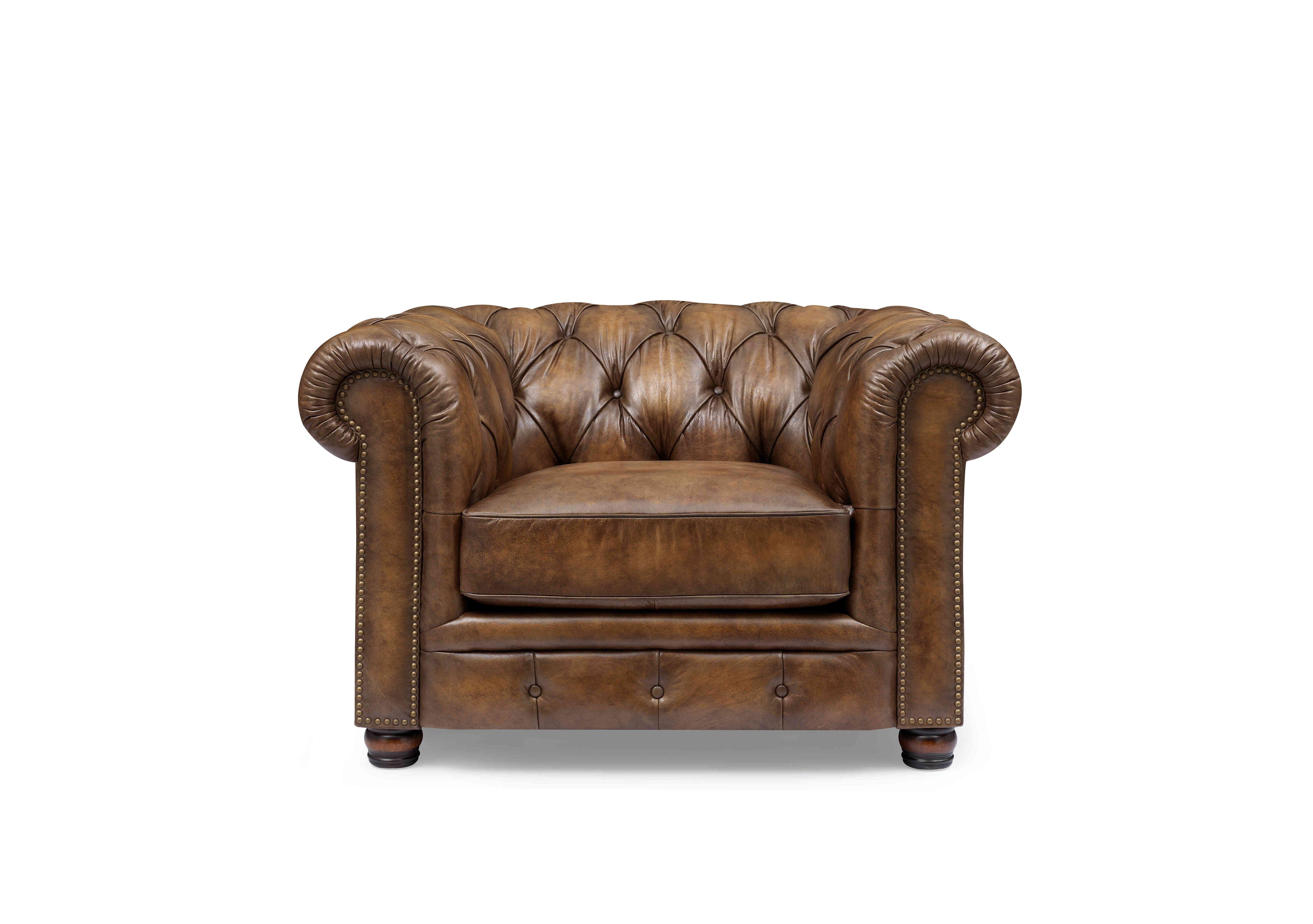 Shackleton Leather Chesterfield Chair in X3y1-1981ls Saddle on Furniture Village