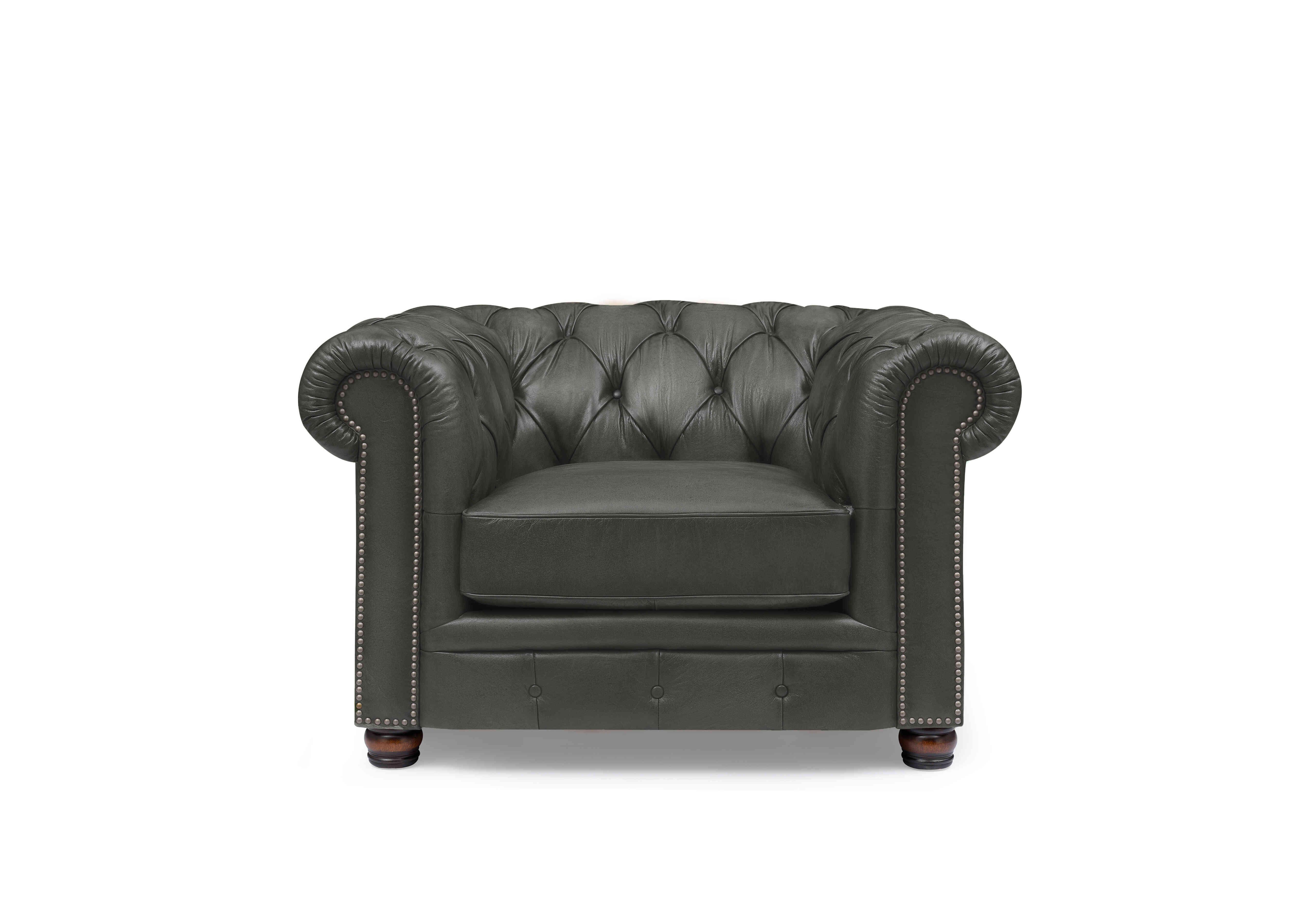 Shackleton Leather Chesterfield Chair in X3y2-1966ls Granite on Furniture Village
