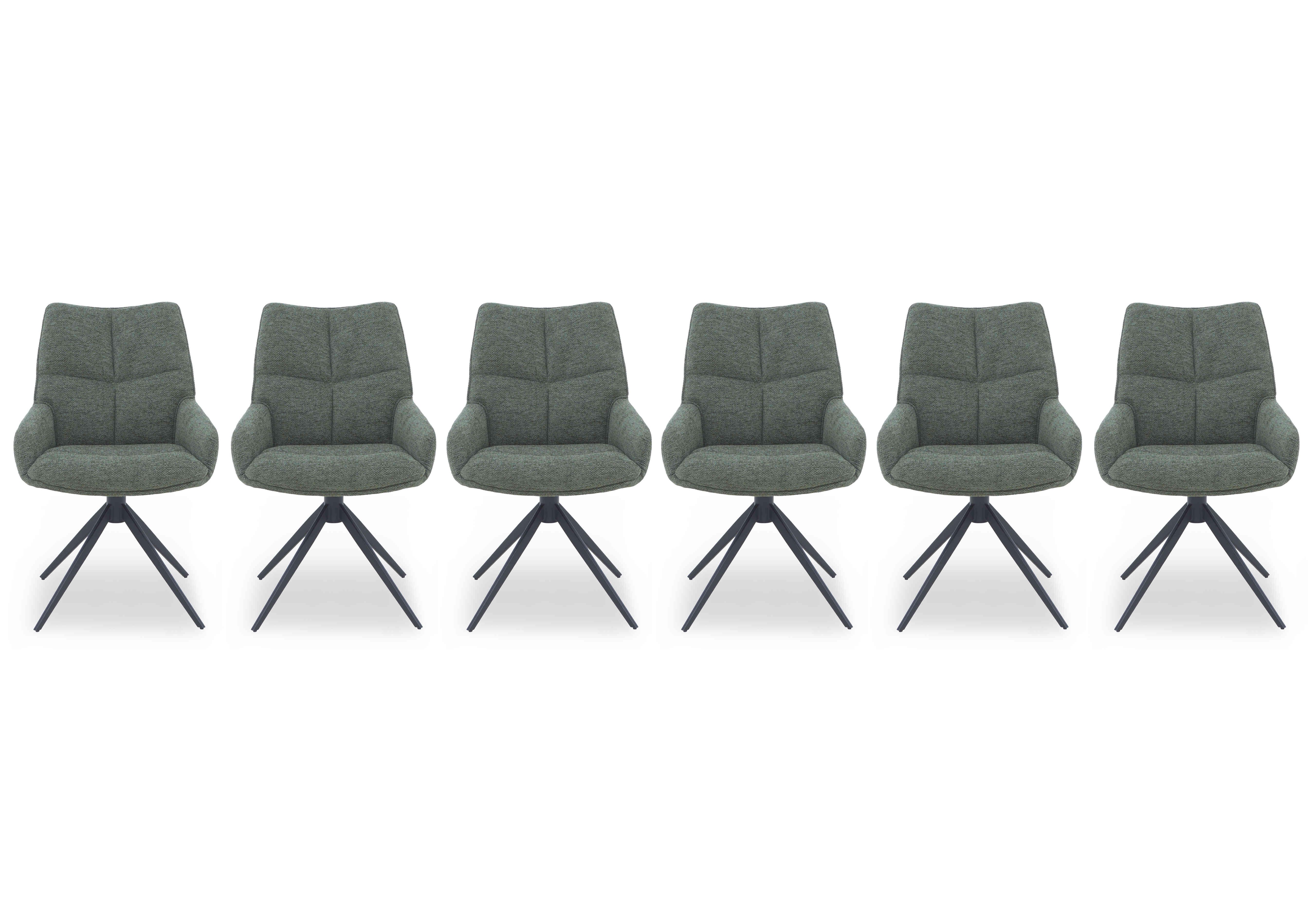 Kiara Set of 6 Fabric Swivel Dining Chairs in Forest on Furniture Village