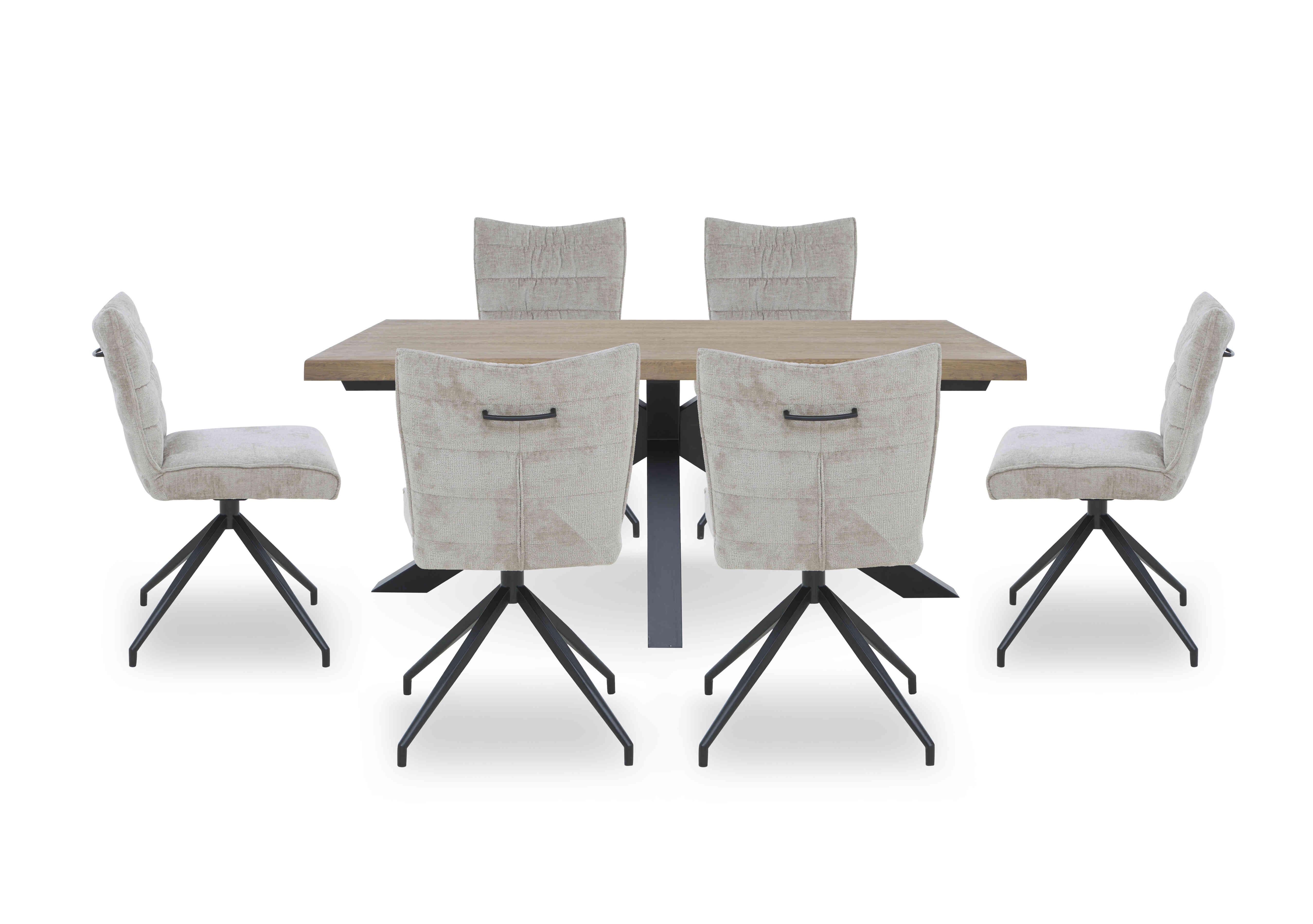 Saturn Large Live Edge Dining Table and 6 Swivel Dining Chairs in Natural on Furniture Village