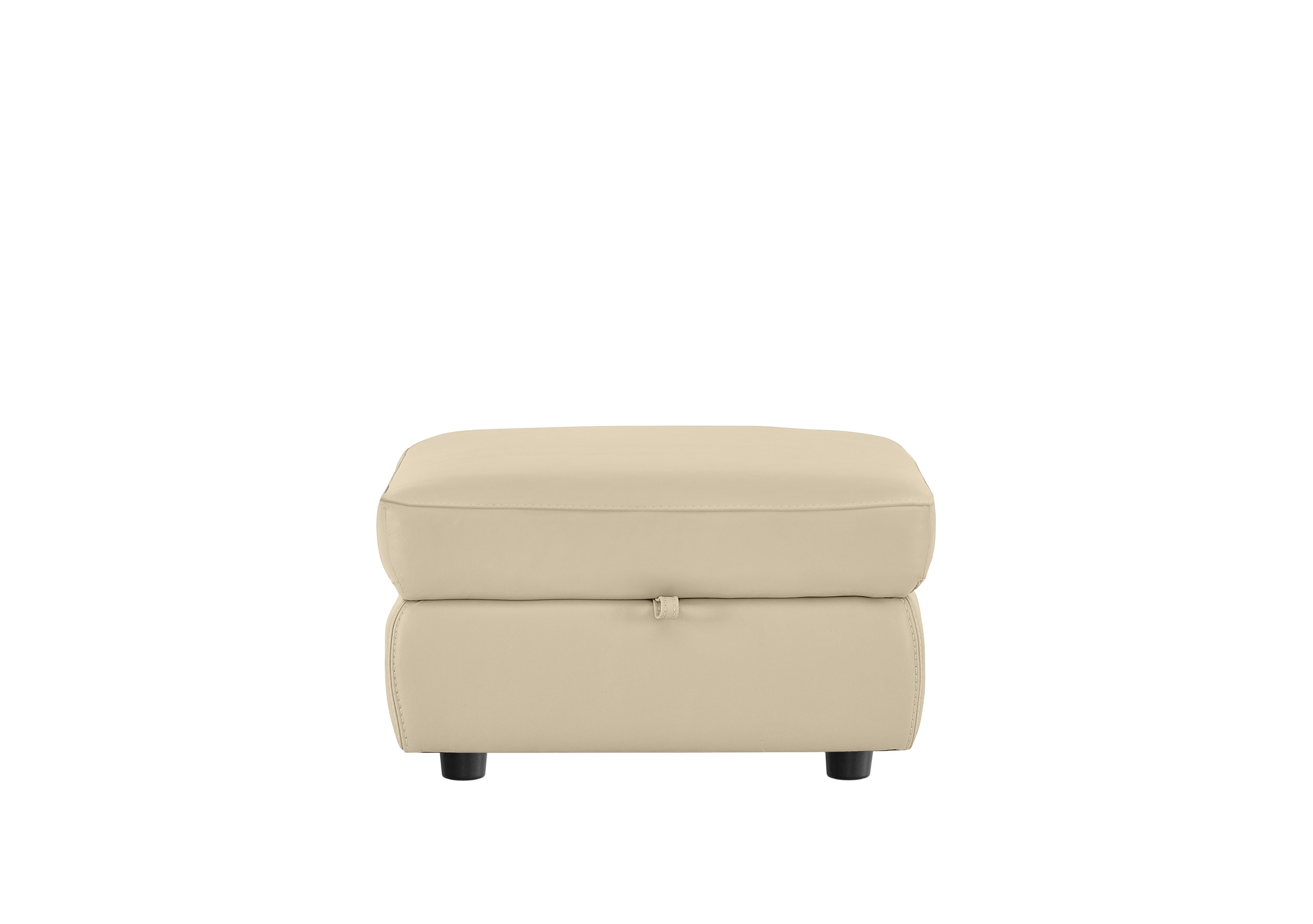Compact Collection Medio Leather Storage Footstool in Bv-862c Bisque on Furniture Village