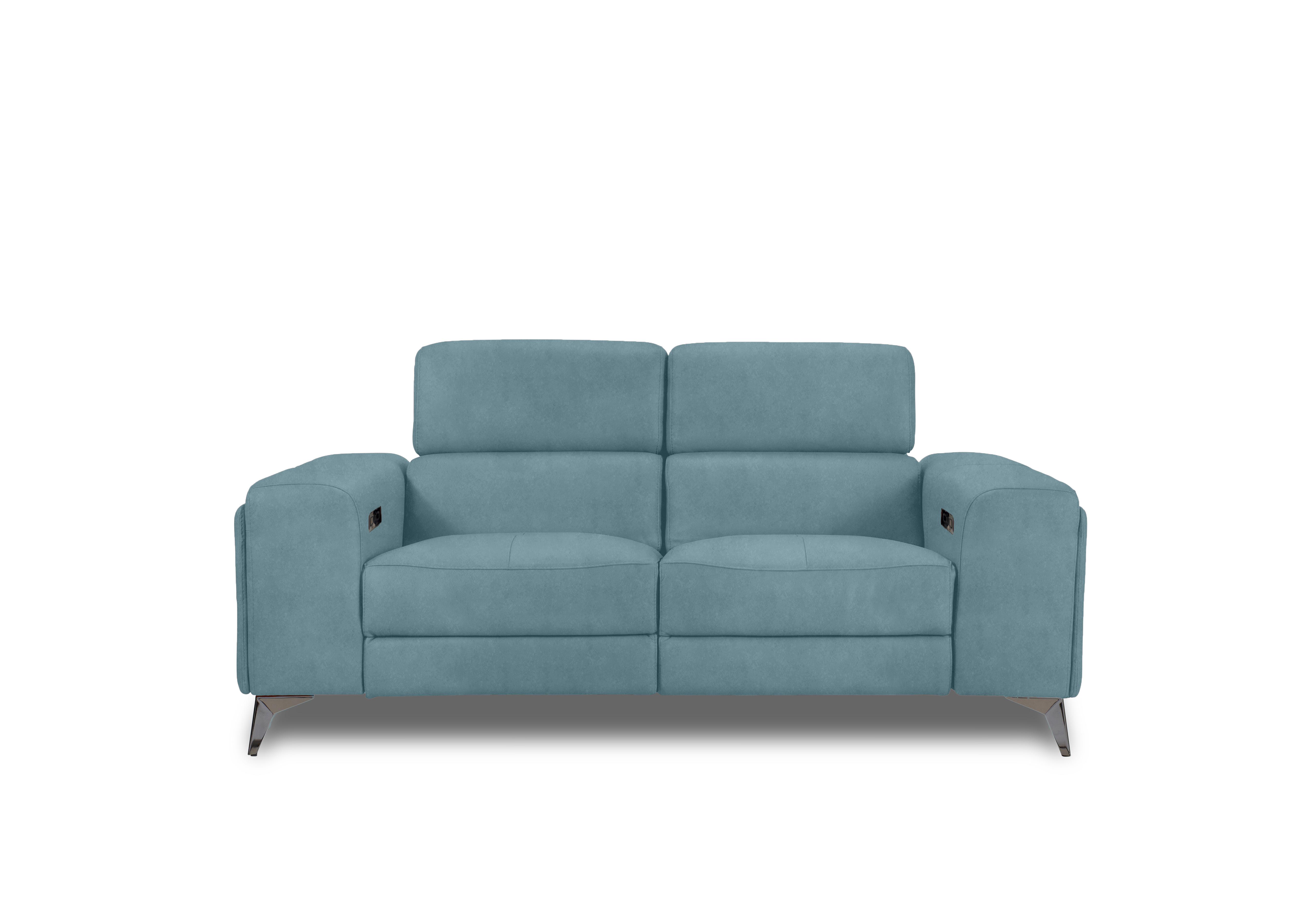 Action Fabric 2 Seater Power Recliner Sofa with Power Storage Arms in Velvet Blu Vv-0312 on Furniture Village
