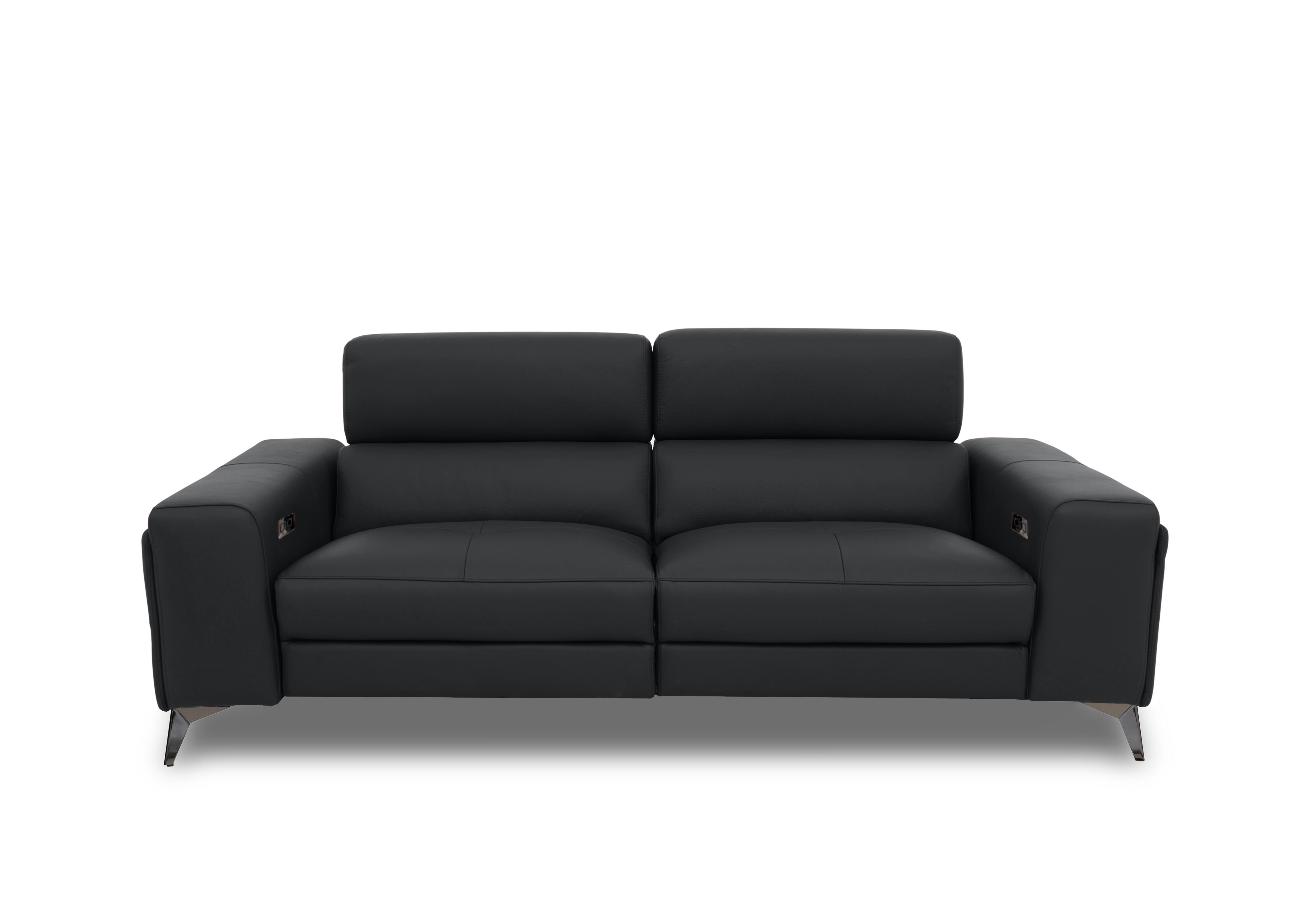 Action Leather 3 Seater Power Recliner Sofa with Power Storage Arms in Natural Black Mica La4820 on Furniture Village