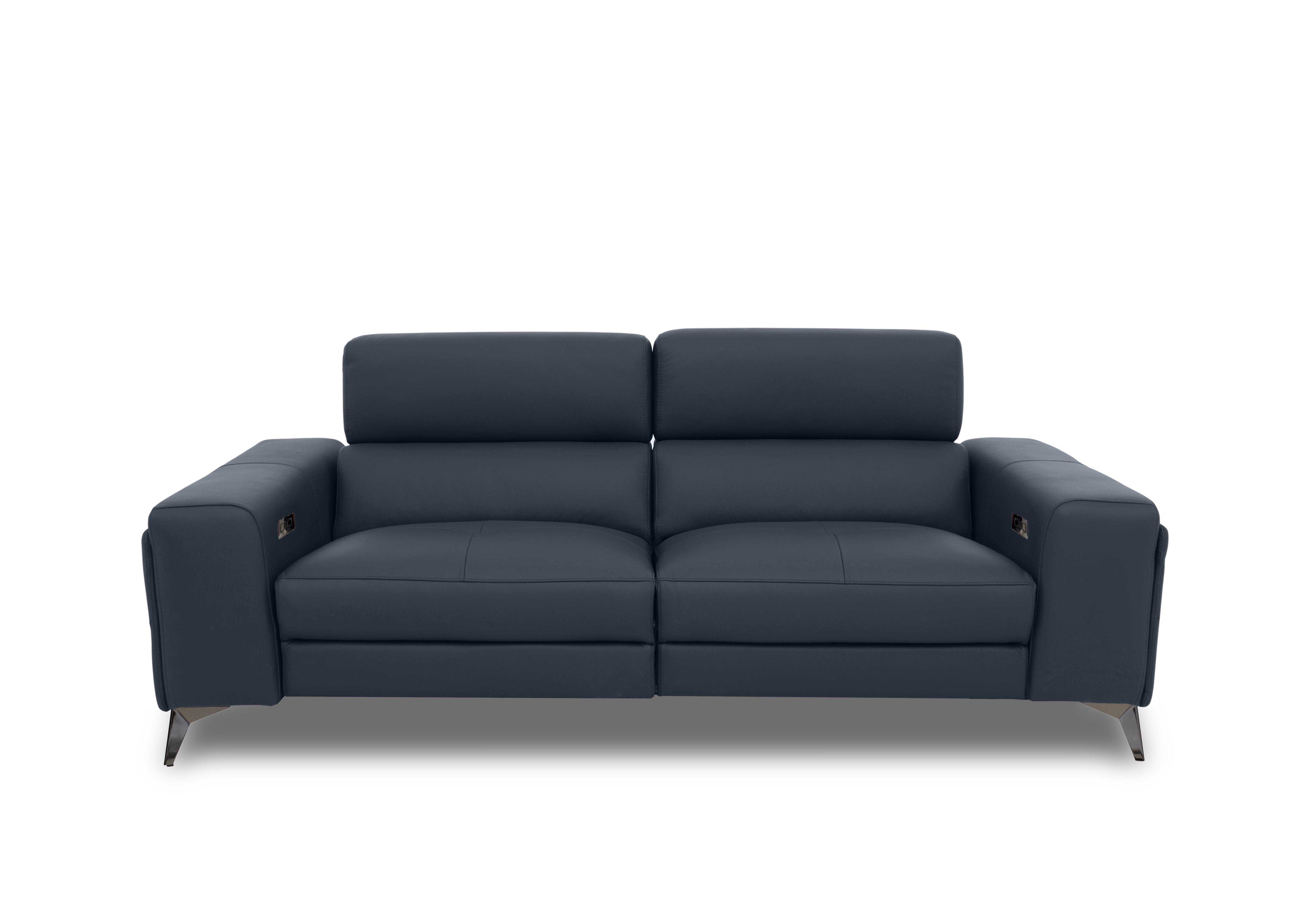 Action Leather 3 Seater Power Recliner Sofa with Power Storage Arms in Natural Milled Navy La-4828 on Furniture Village