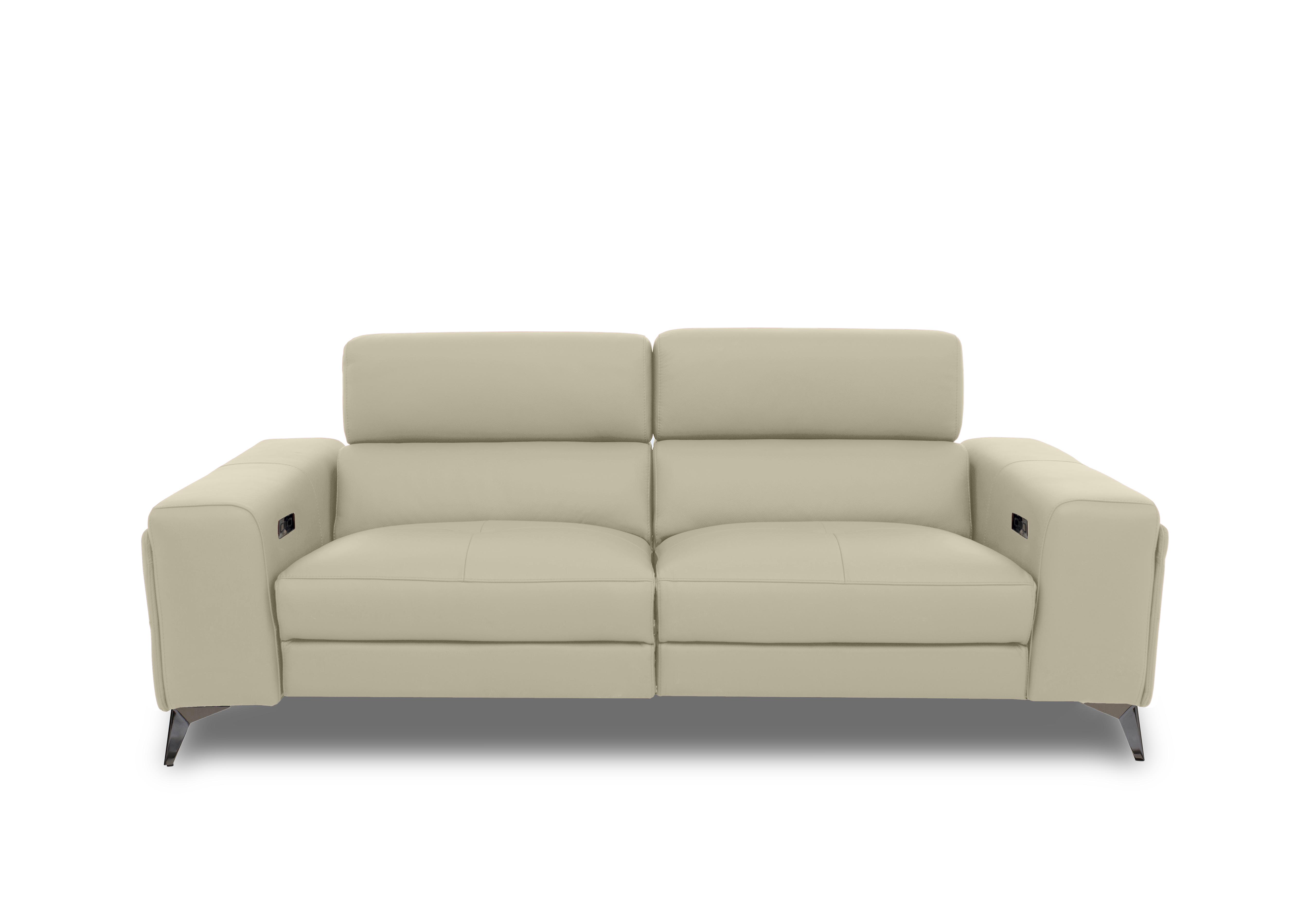 Action Leather 3 Seater Power Recliner Sofa with Power Storage Arms in Natural Sand La-4827 on Furniture Village