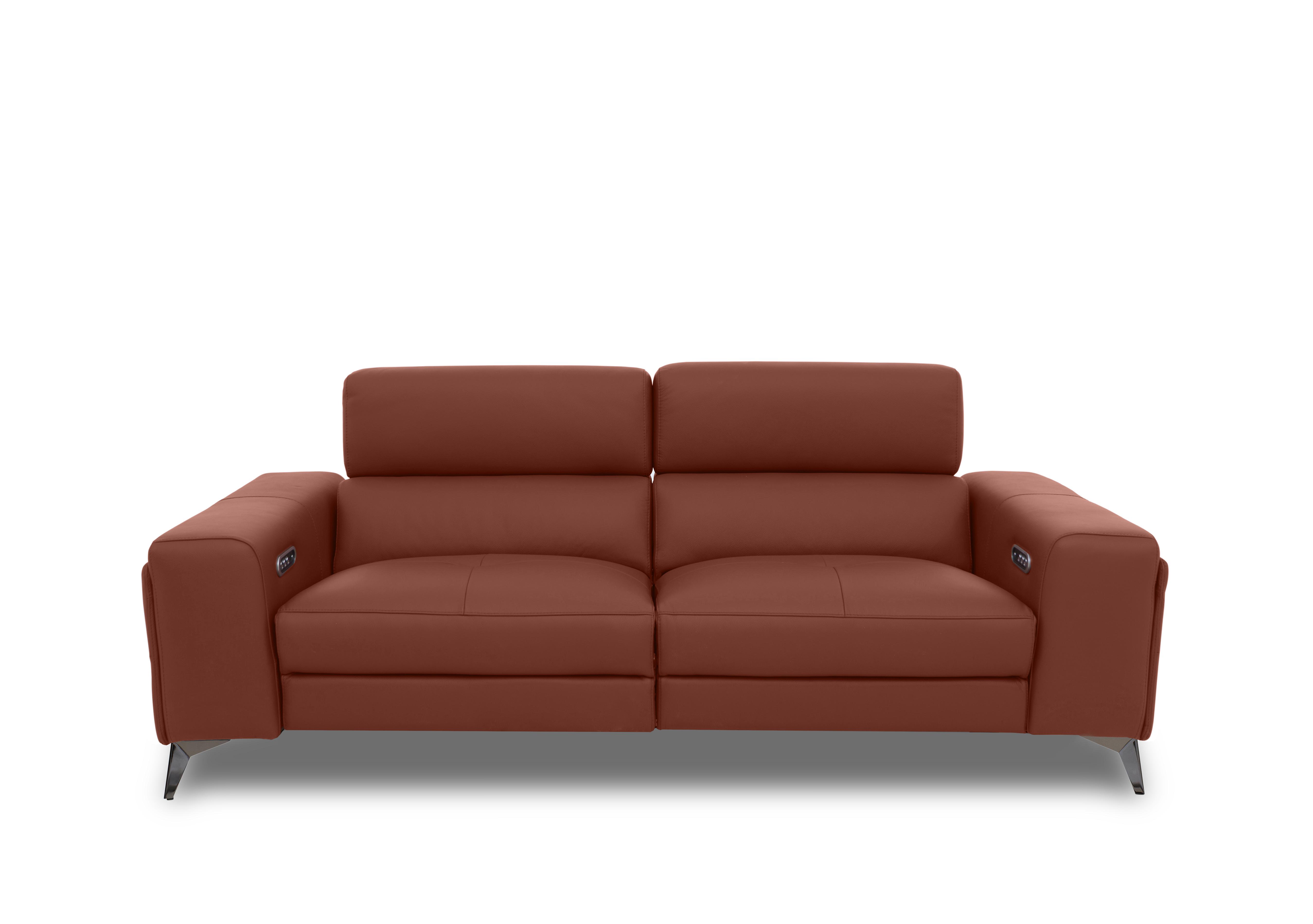 Action Leather 3 Seater Power Recliner Sofa with Power Storage Arms in Red Maple Matte Le-9326 on Furniture Village