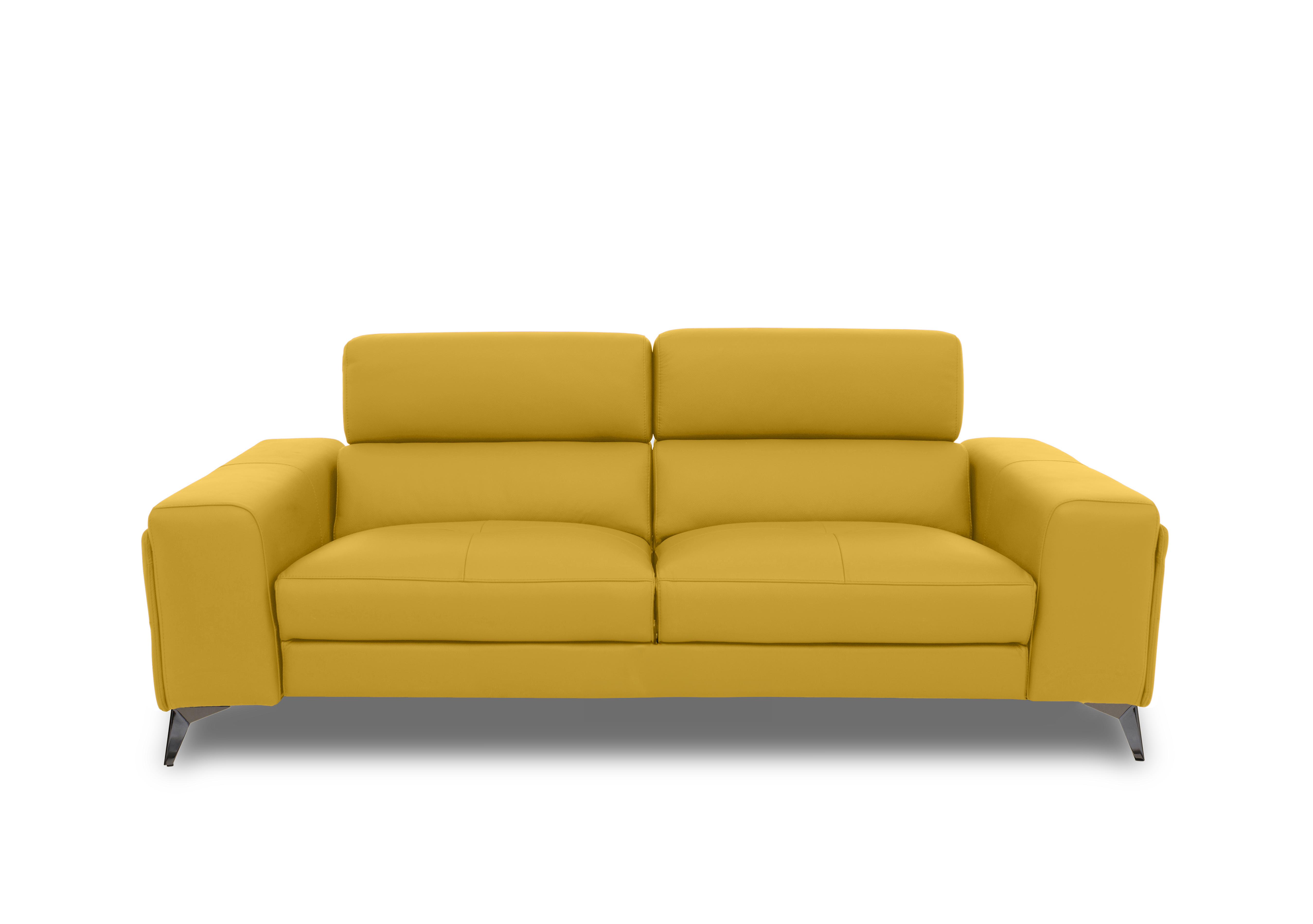Action Leather 3 Seater Sofa in Giallo Le-9310 on Furniture Village