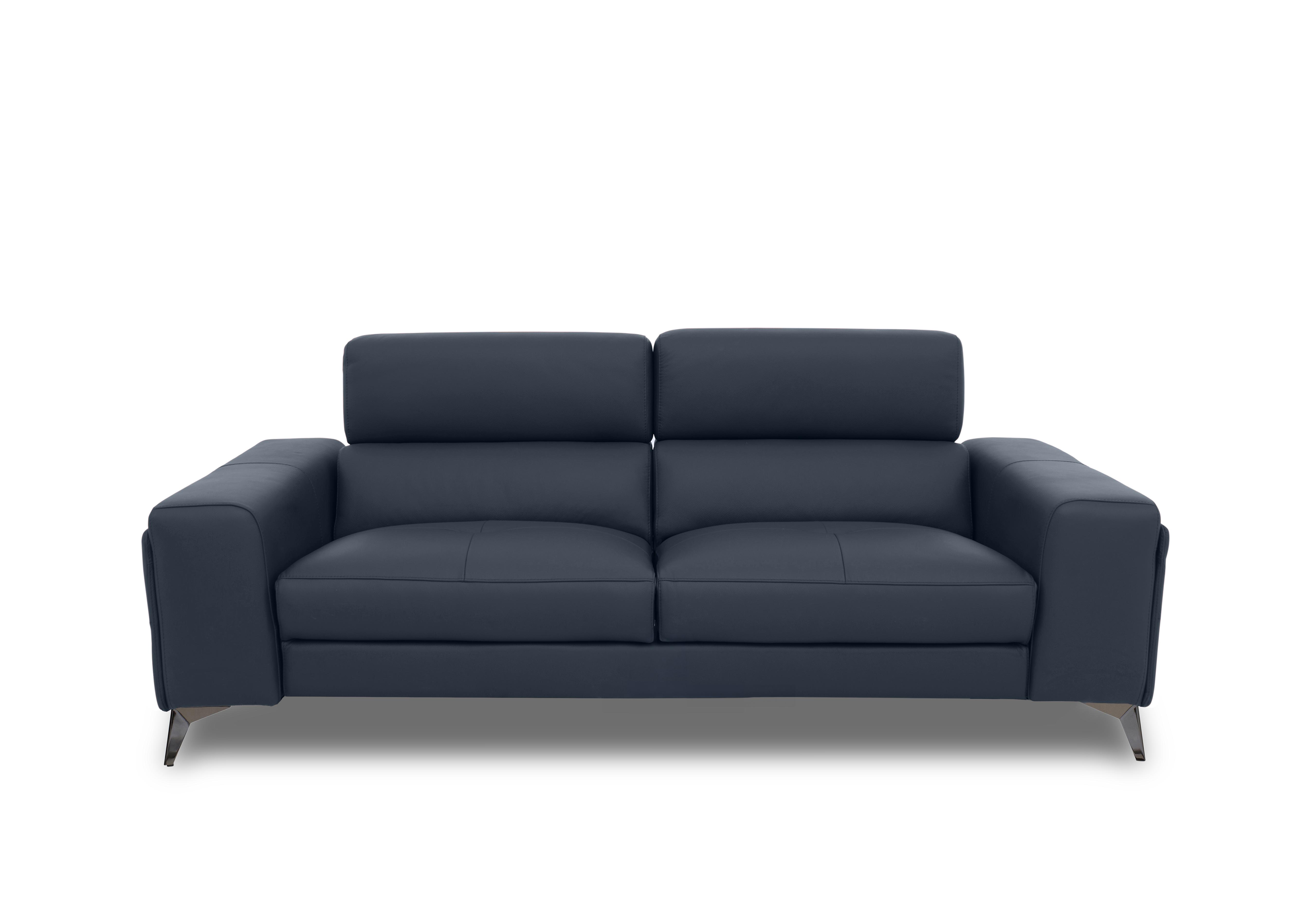 Action Leather 3 Seater Sofa in Natural Milled Navy La-4828 on Furniture Village