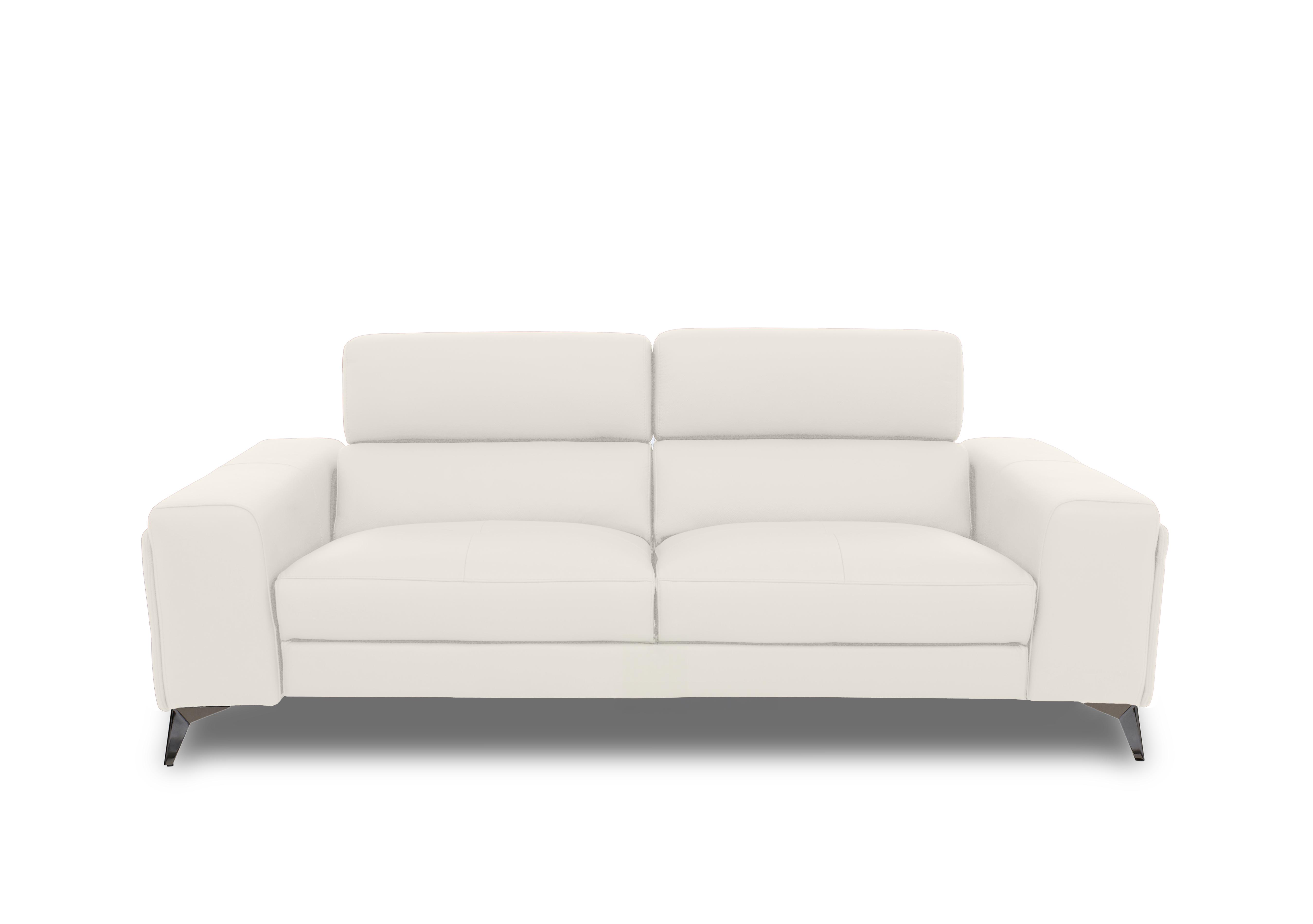 Action Leather 3 Seater Sofa in White Le-9307 on Furniture Village