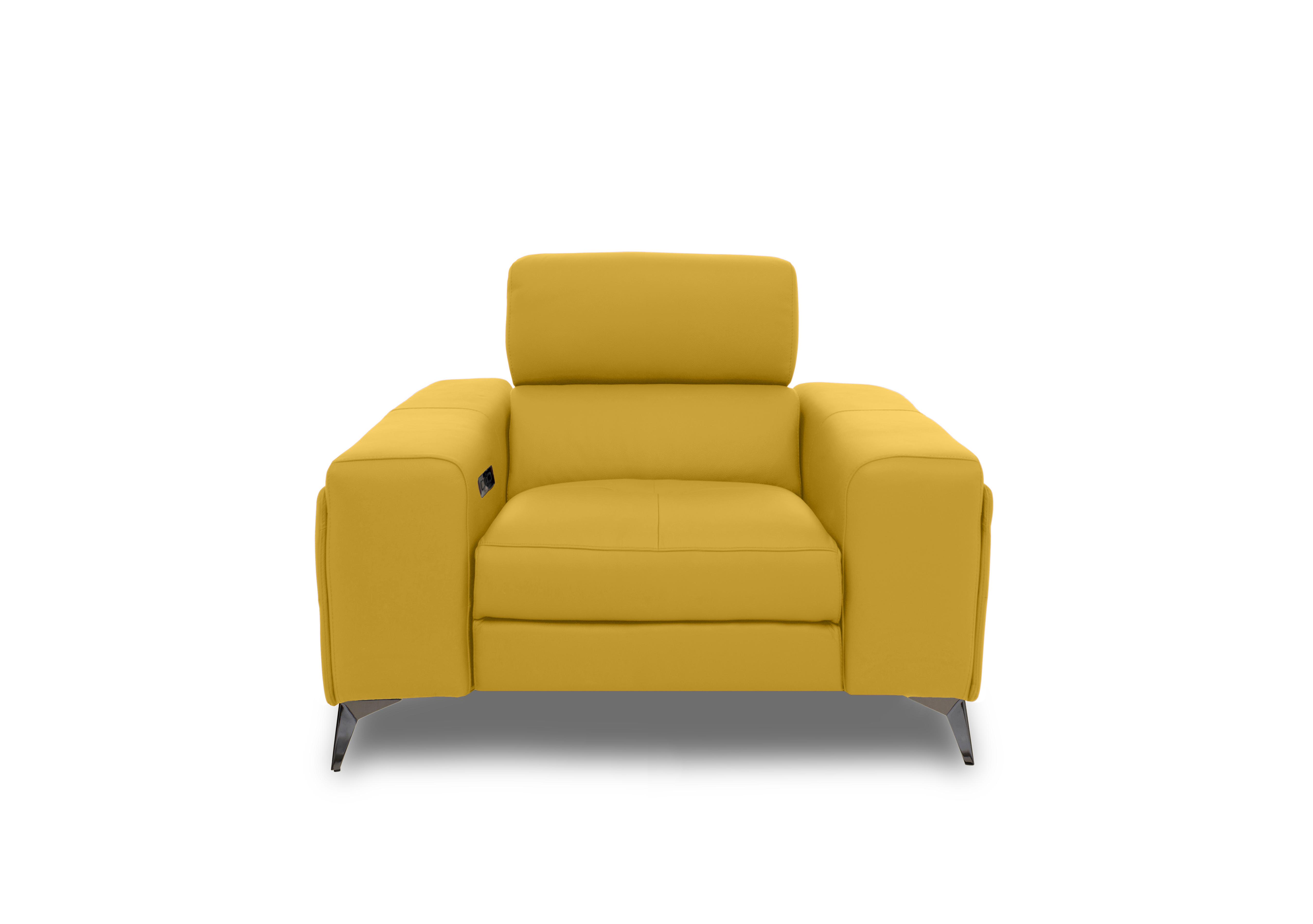 Action Leather Power Recliner Armchair with Power Storage Arm in Giallo Le-9310 on Furniture Village