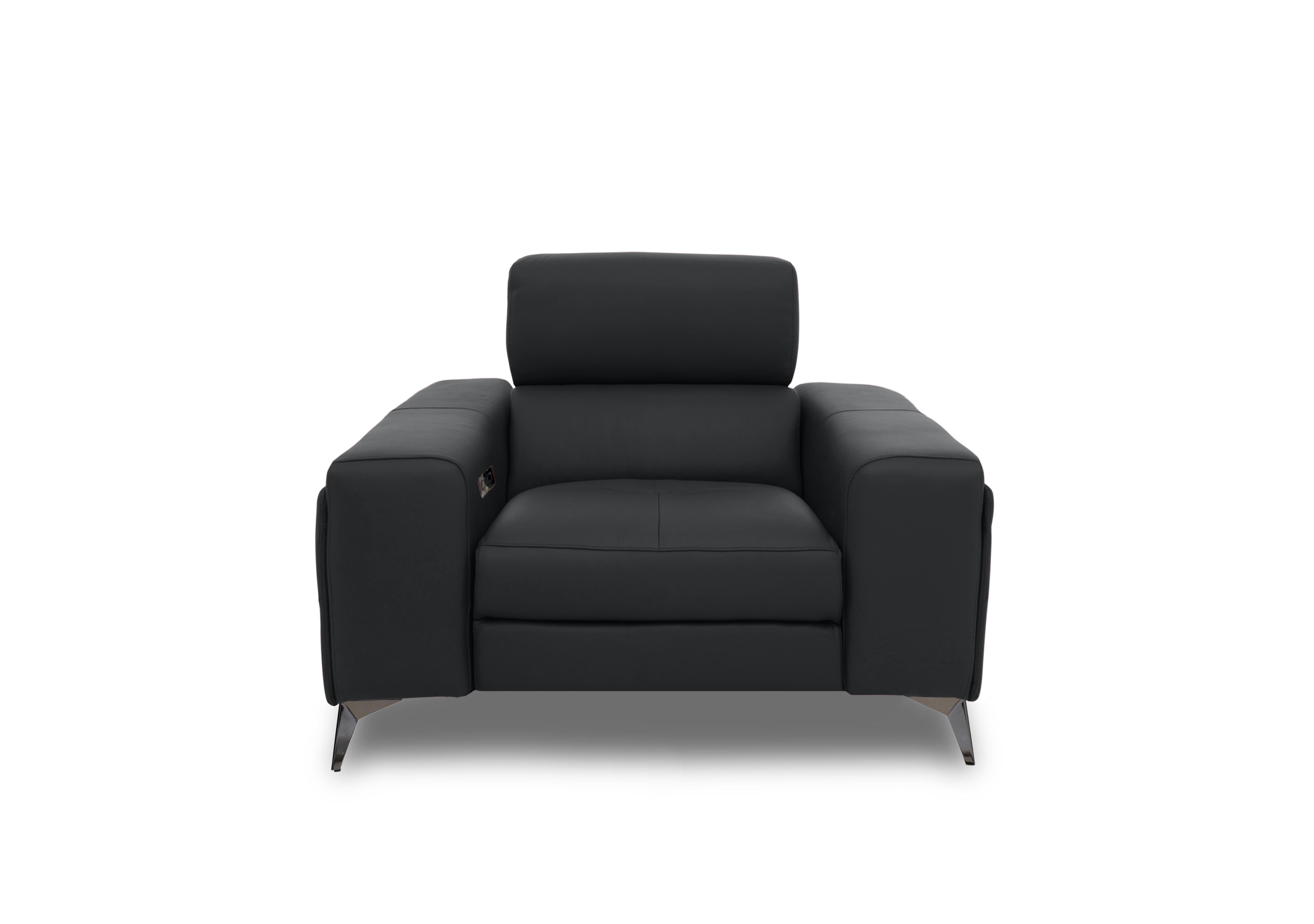 Action Leather Power Recliner Armchair with Power Storage Arm in Natural Black Mica La4820 on Furniture Village
