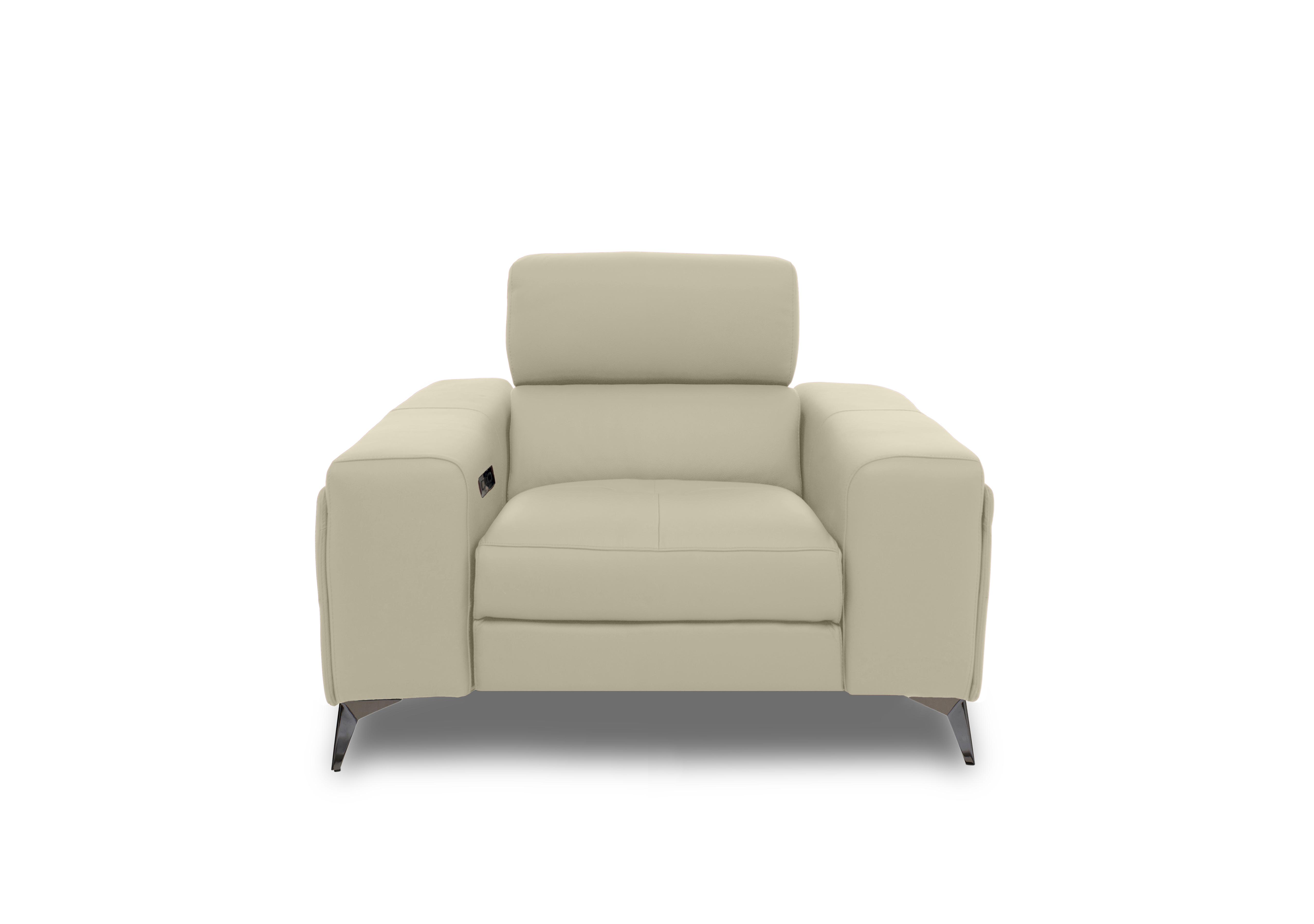 Action Leather Power Recliner Armchair with Power Storage Arm in Natural Sand La-4827 on Furniture Village