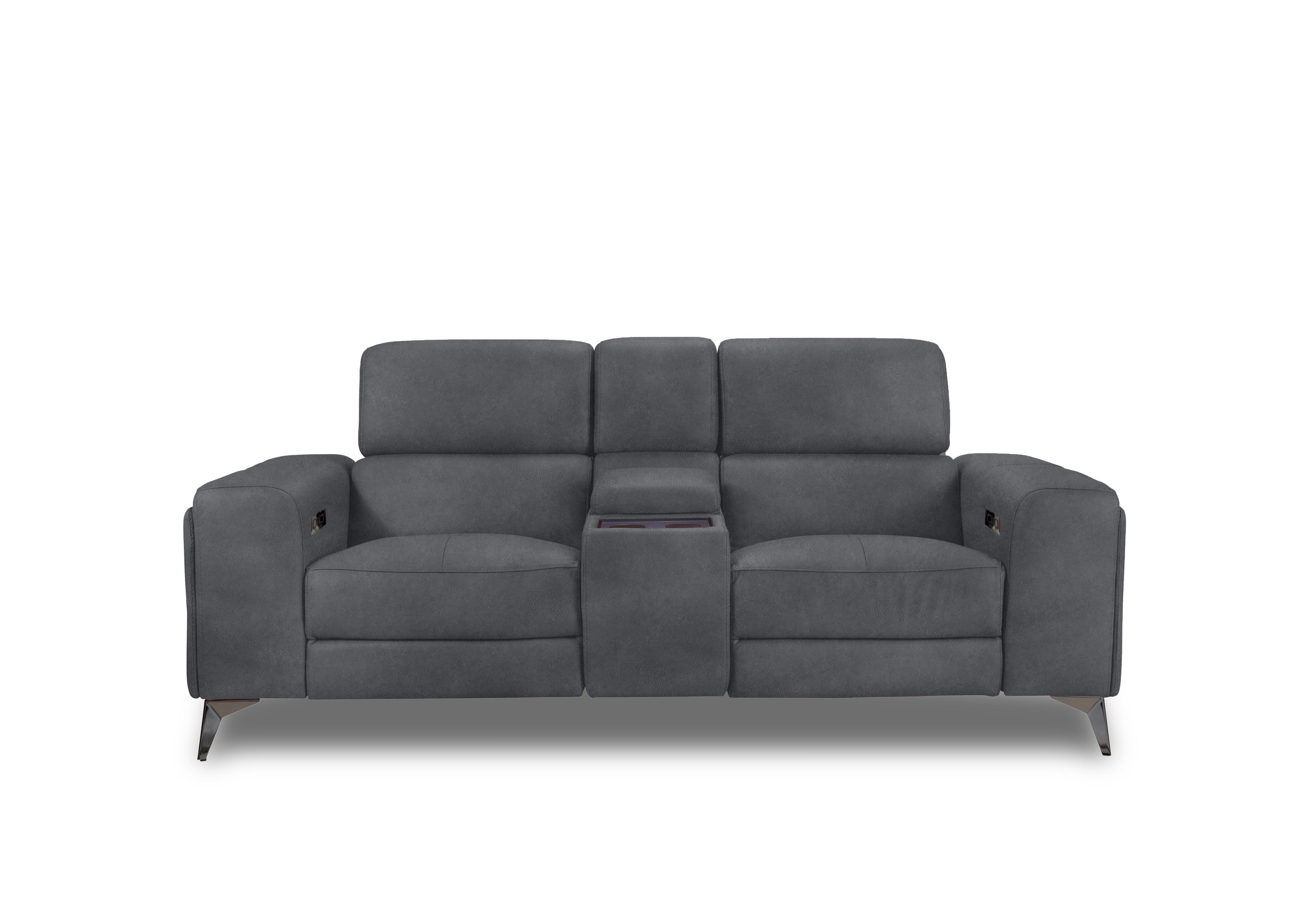 Action Fabric 2 Seater Power Recliner Media Sofa in Nappe Velvet Dark Grey Nv-0106 on Furniture Village