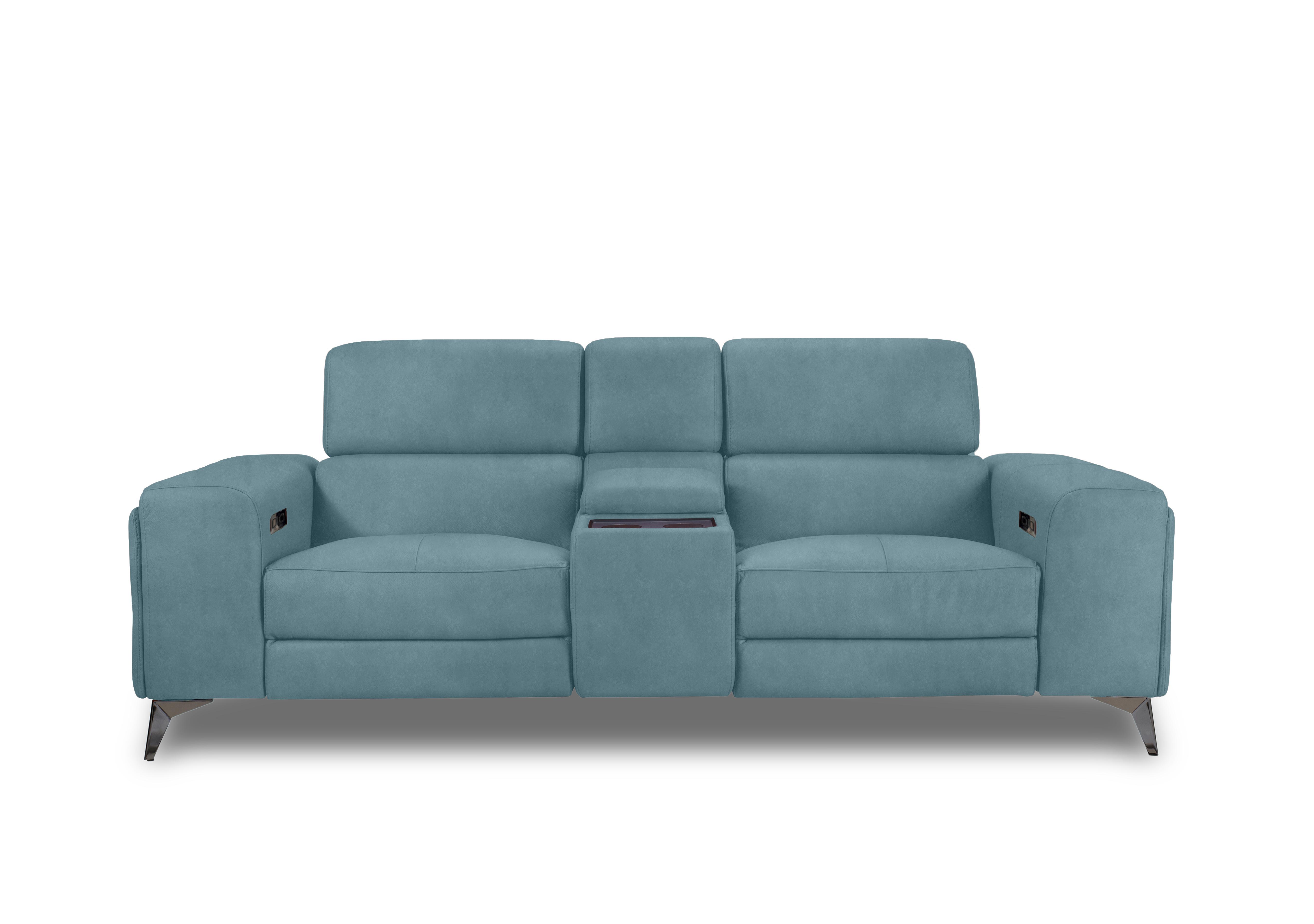 Action Fabric 3 Seater Power Recliner Media Sofa in Velvet Blu Vv-0312 on Furniture Village