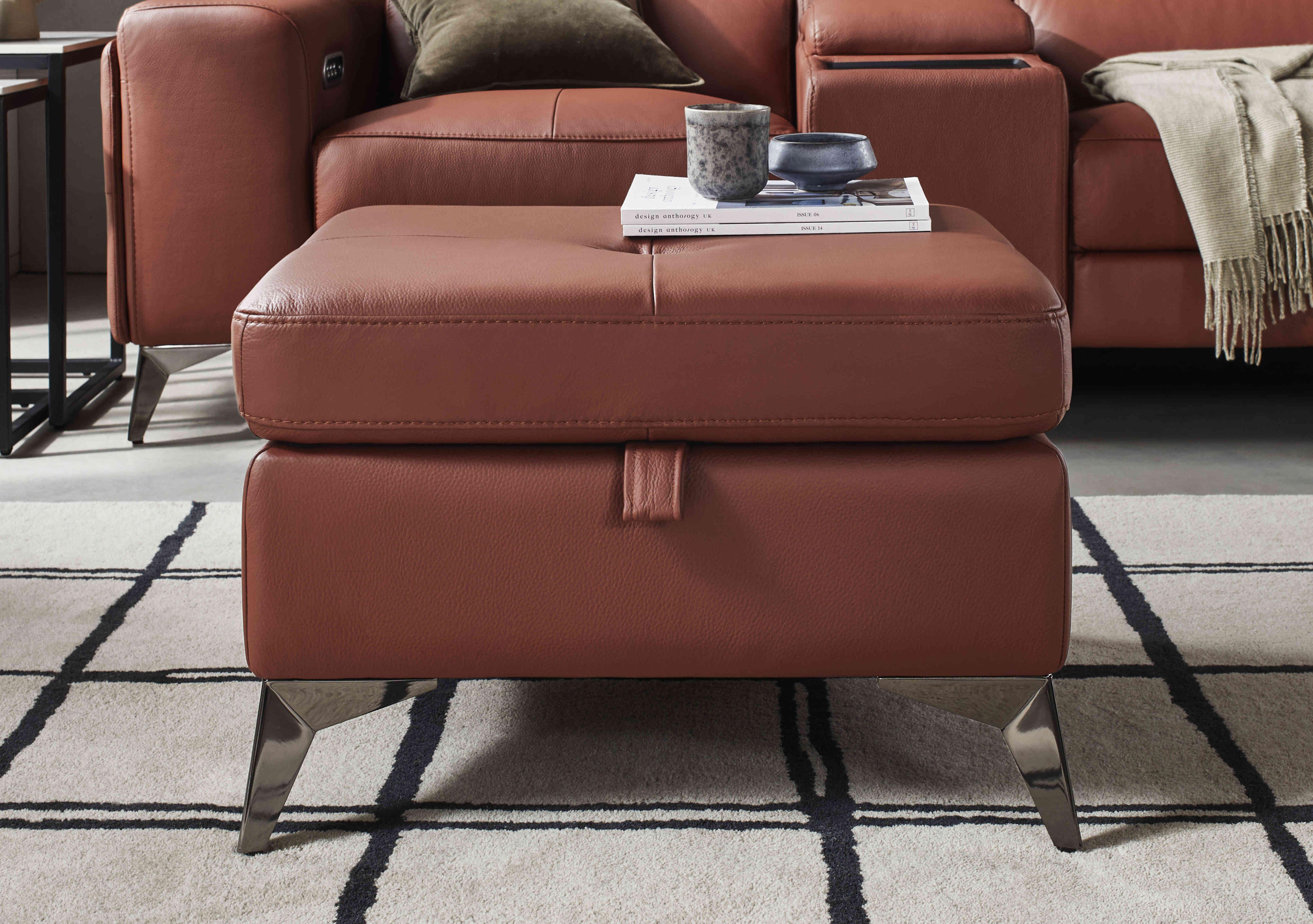 Action Leather Storage Footstool in  on Furniture Village