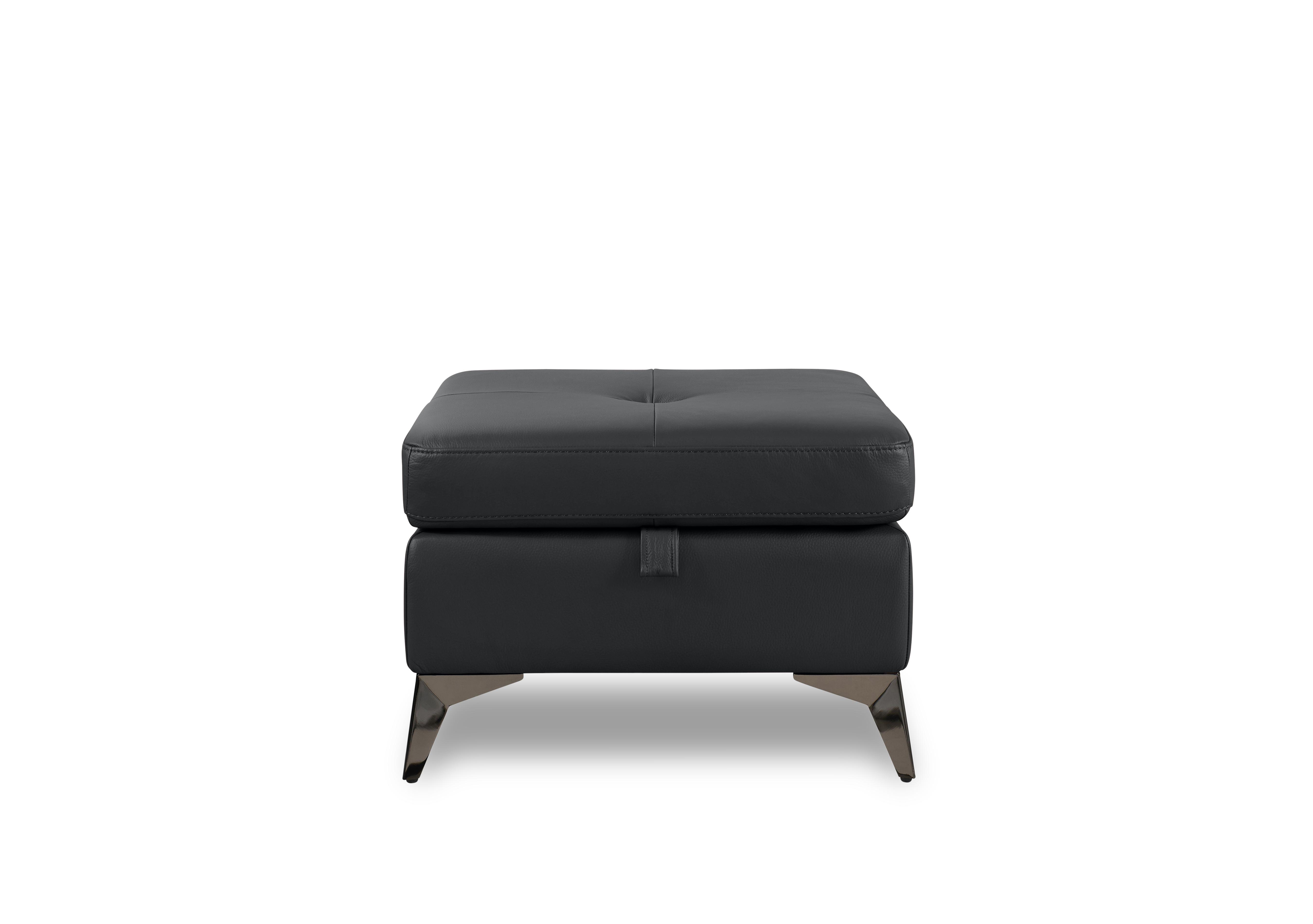 Action Leather Storage Footstool in Natural Black Mica La4820 on Furniture Village