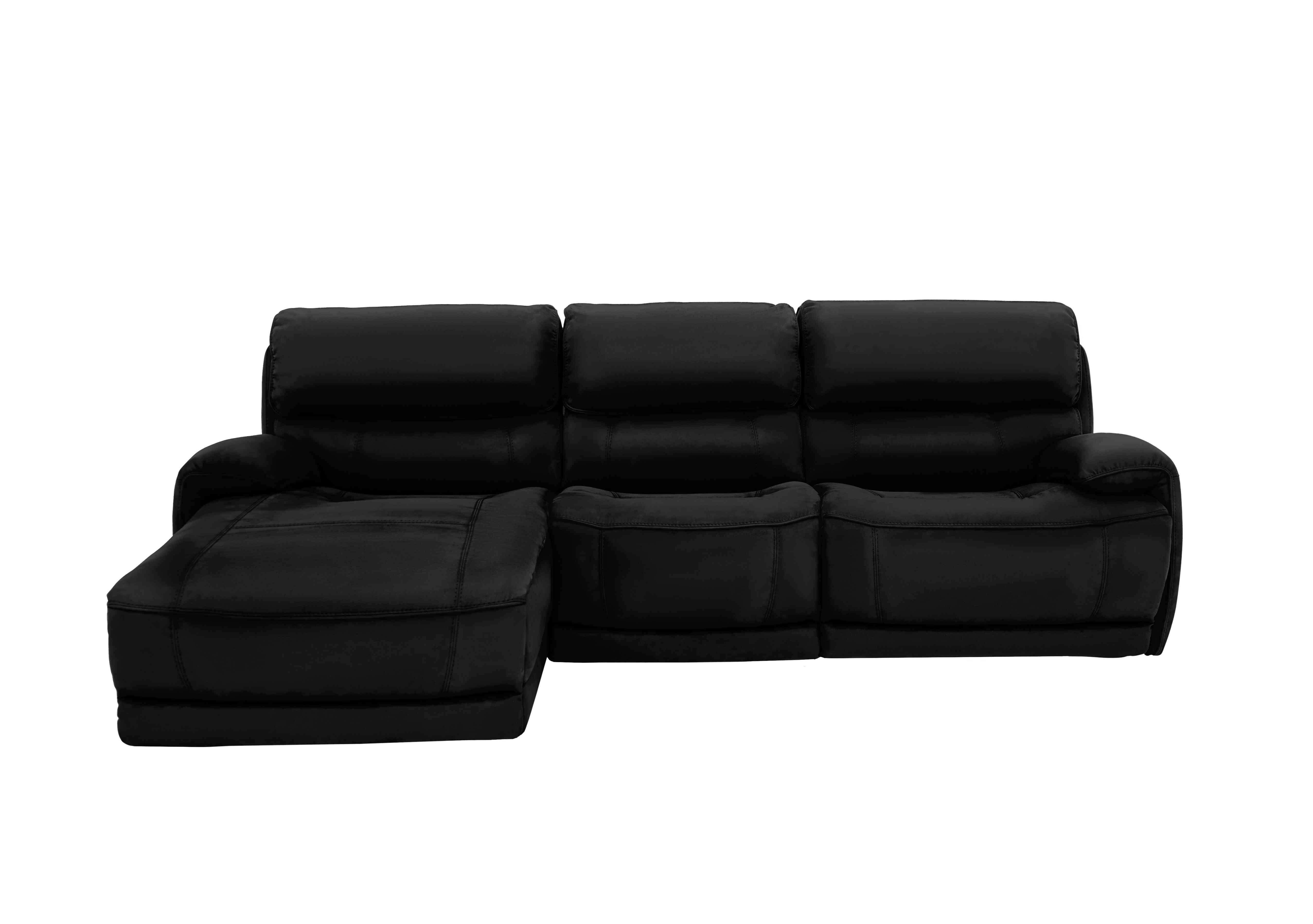 Link Leather Power Recliner Corner Chaise Sofa with Power Headrests in Bv-3500 Classic Black on Furniture Village