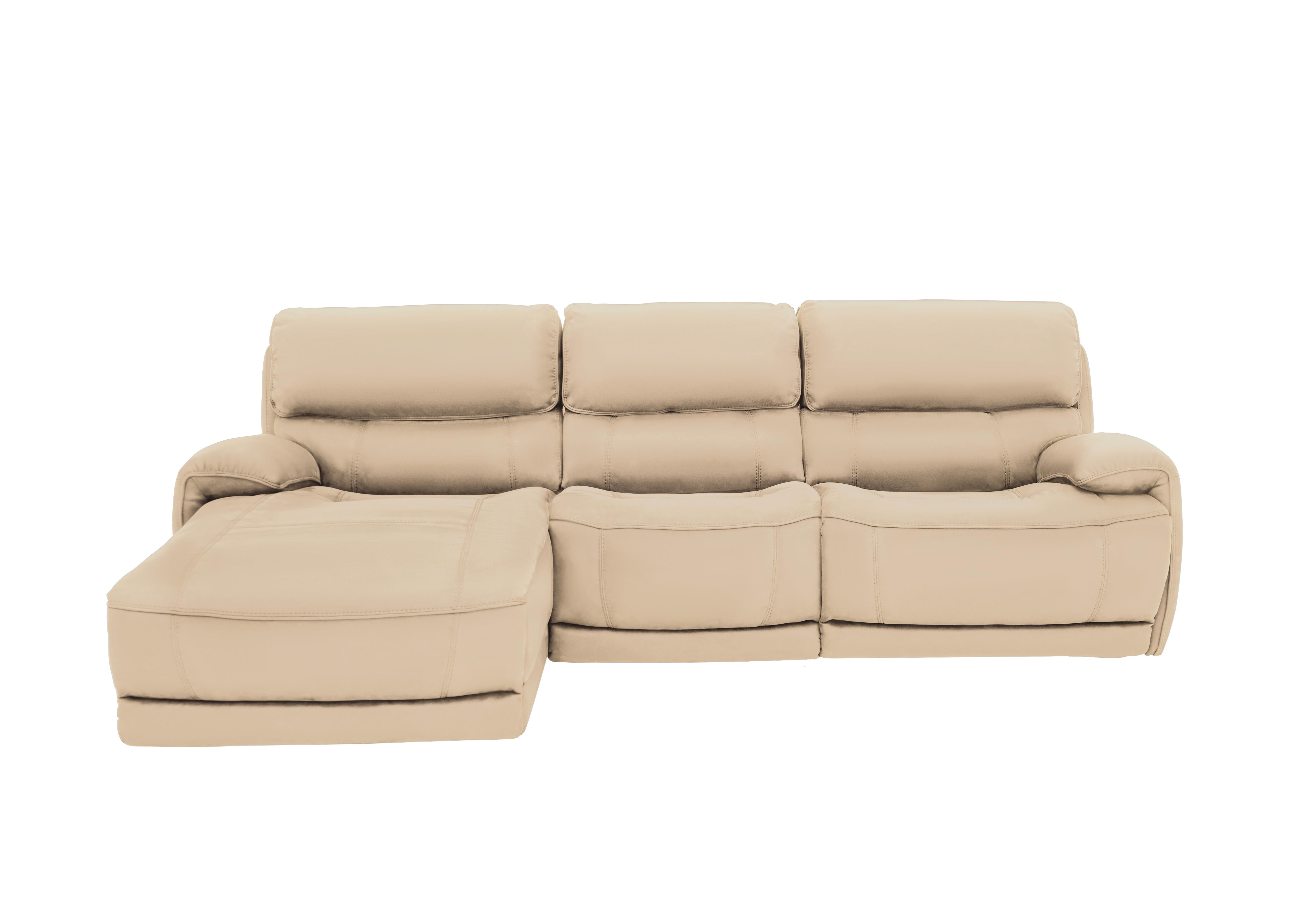 Link Leather Power Recliner Corner Chaise Sofa with Power Headrests in Bv-862c Bisque on Furniture Village