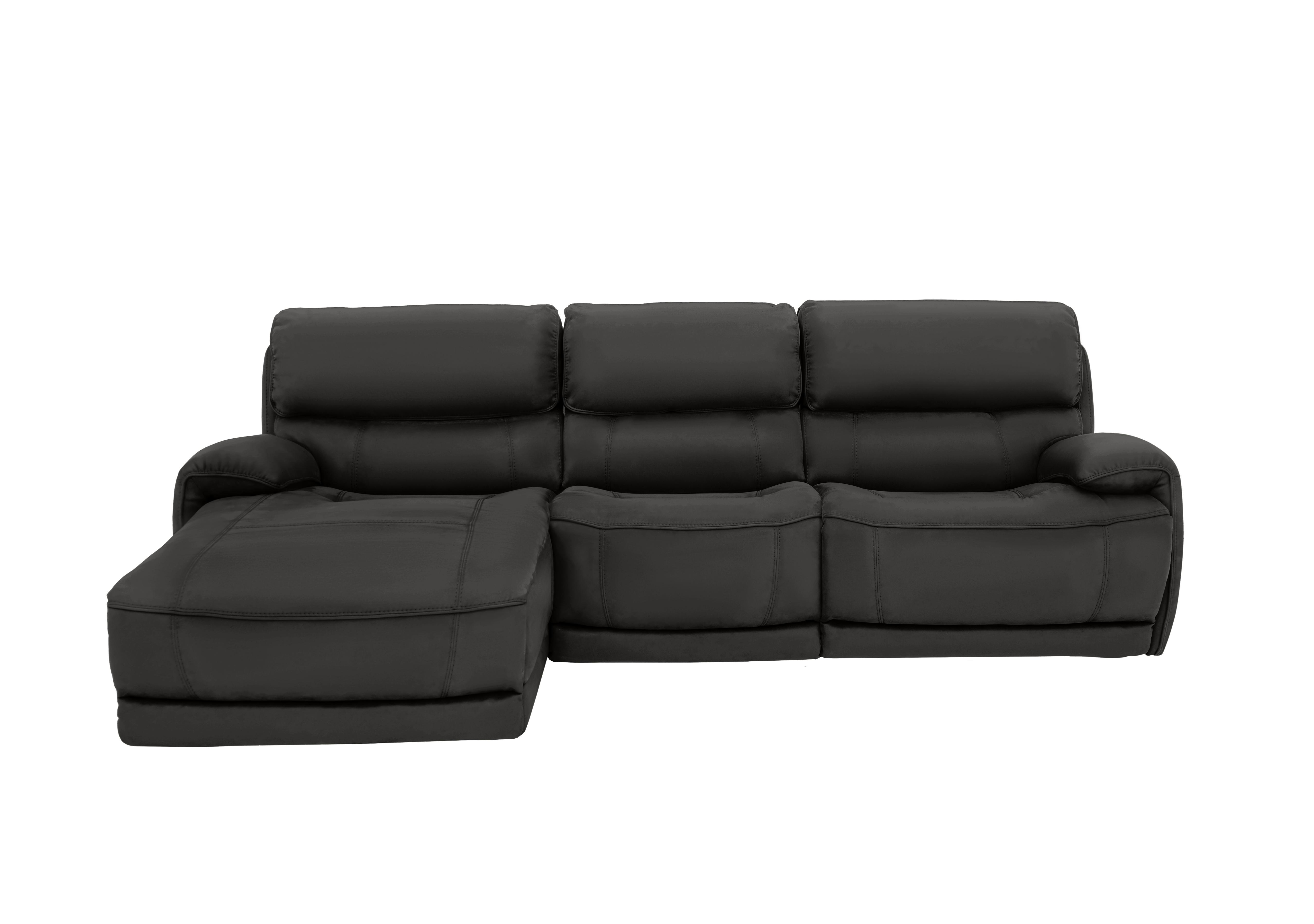 Link Leather Power Recliner Corner Chaise Sofa with Power Headrests in Nc-023c Black on Furniture Village