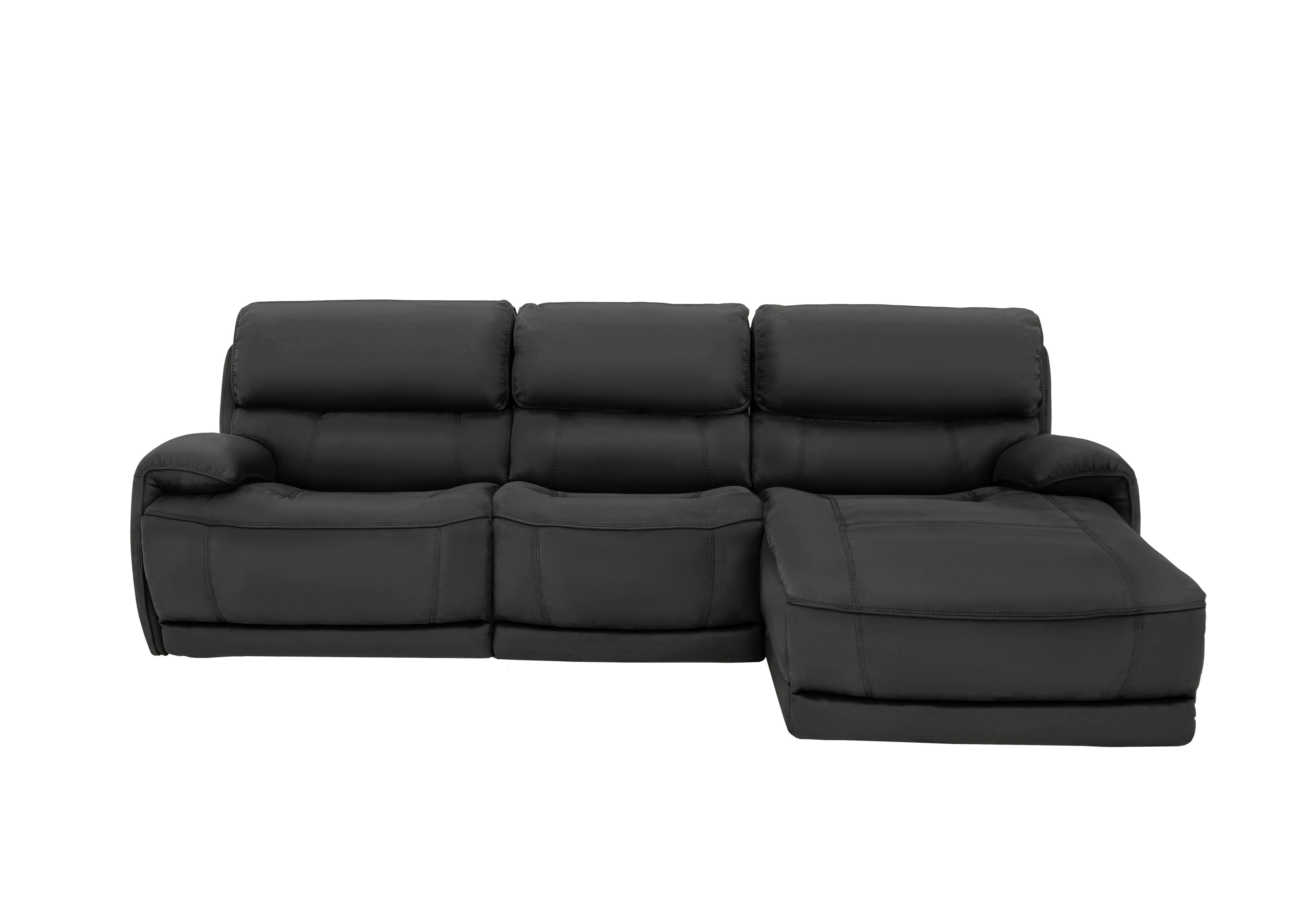 Link Leather Power Recliner Corner Chaise Sofa with Power Headrests in Nc-023c Black on Furniture Village