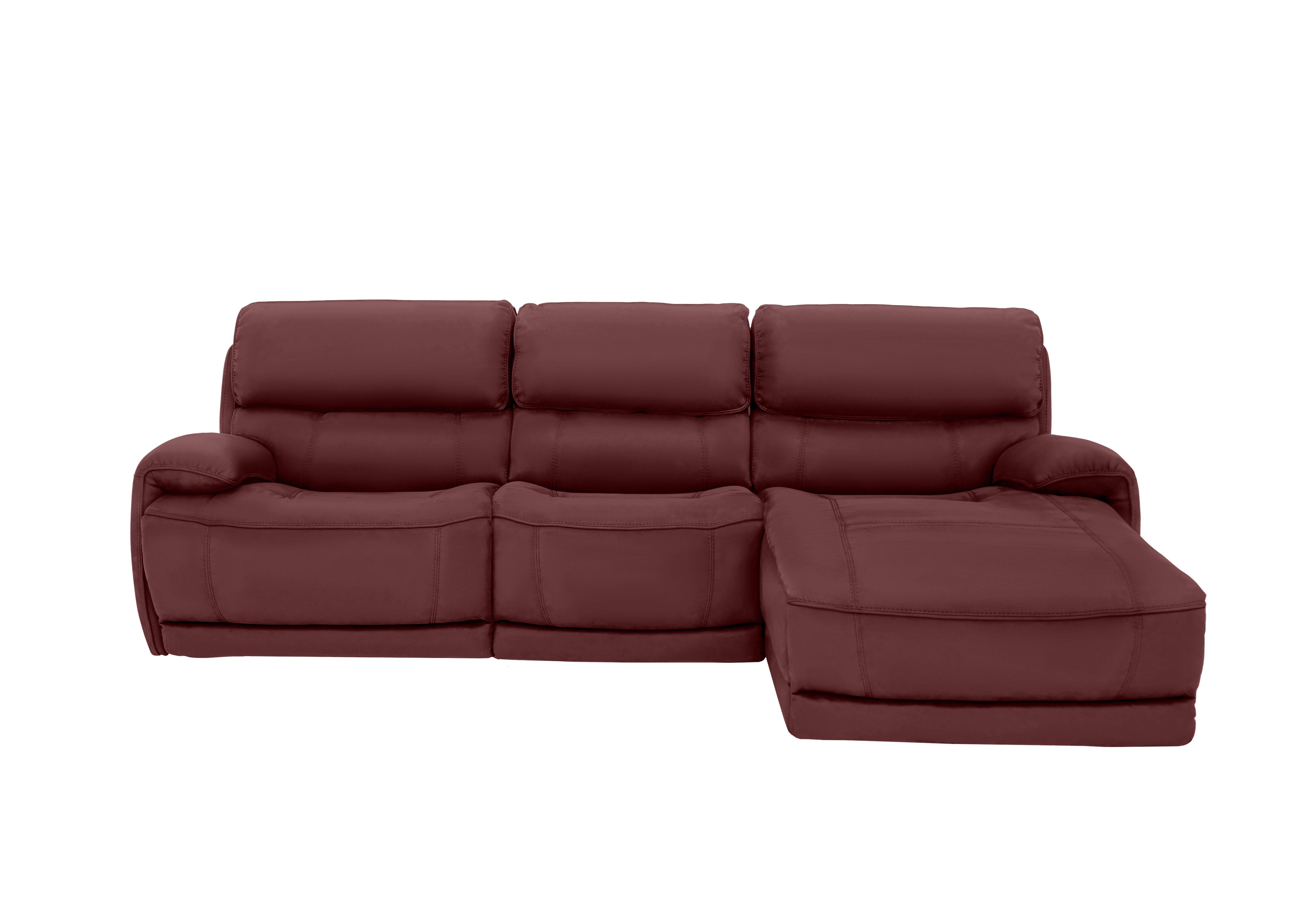 Link Leather Power Recliner Corner Chaise Sofa with Power Headrests in Nc-035c Deep Red on Furniture Village
