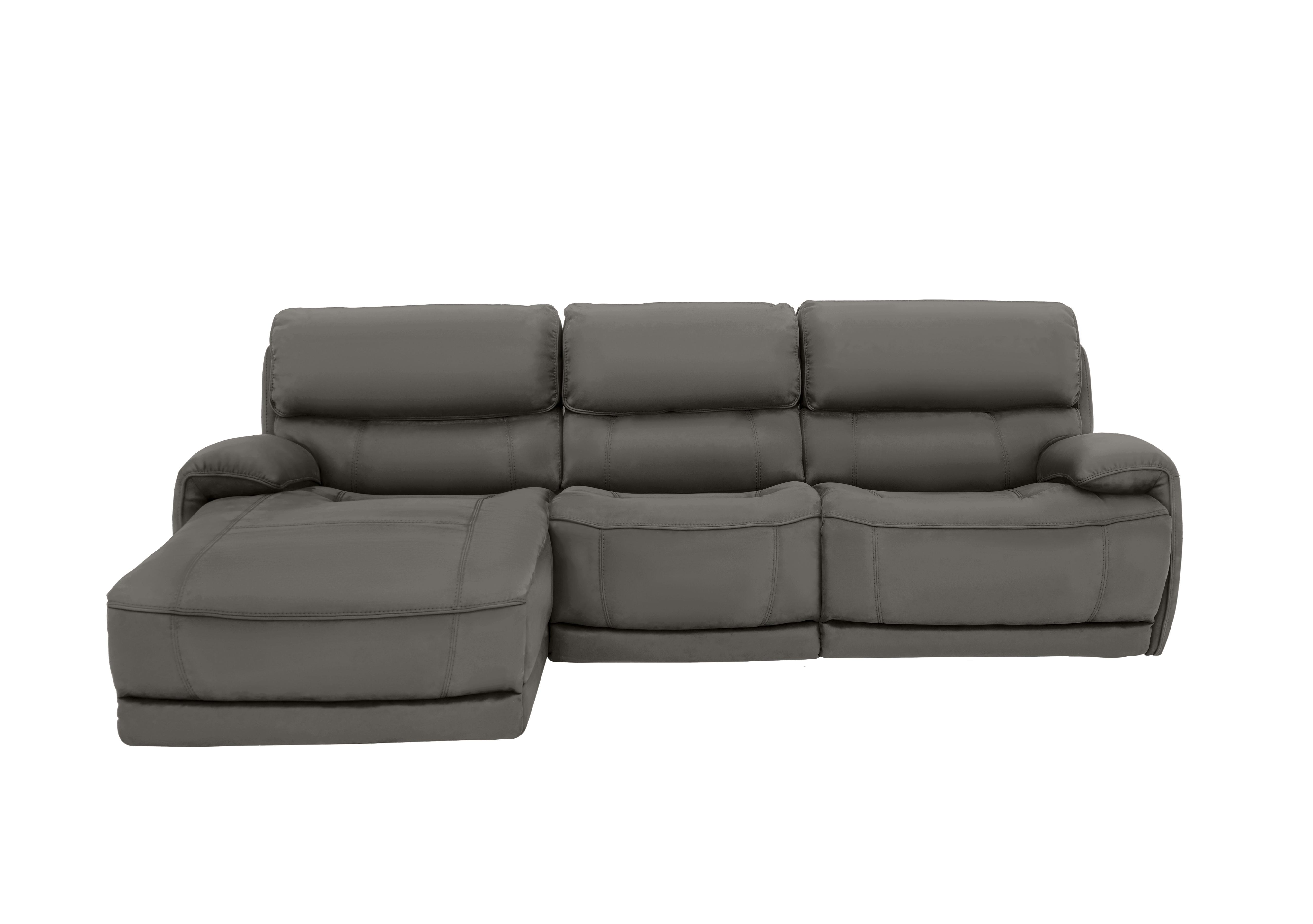 Link Leather Power Recliner Corner Chaise Sofa with Power Headrests in Nc-088e Charcoal Grey on Furniture Village