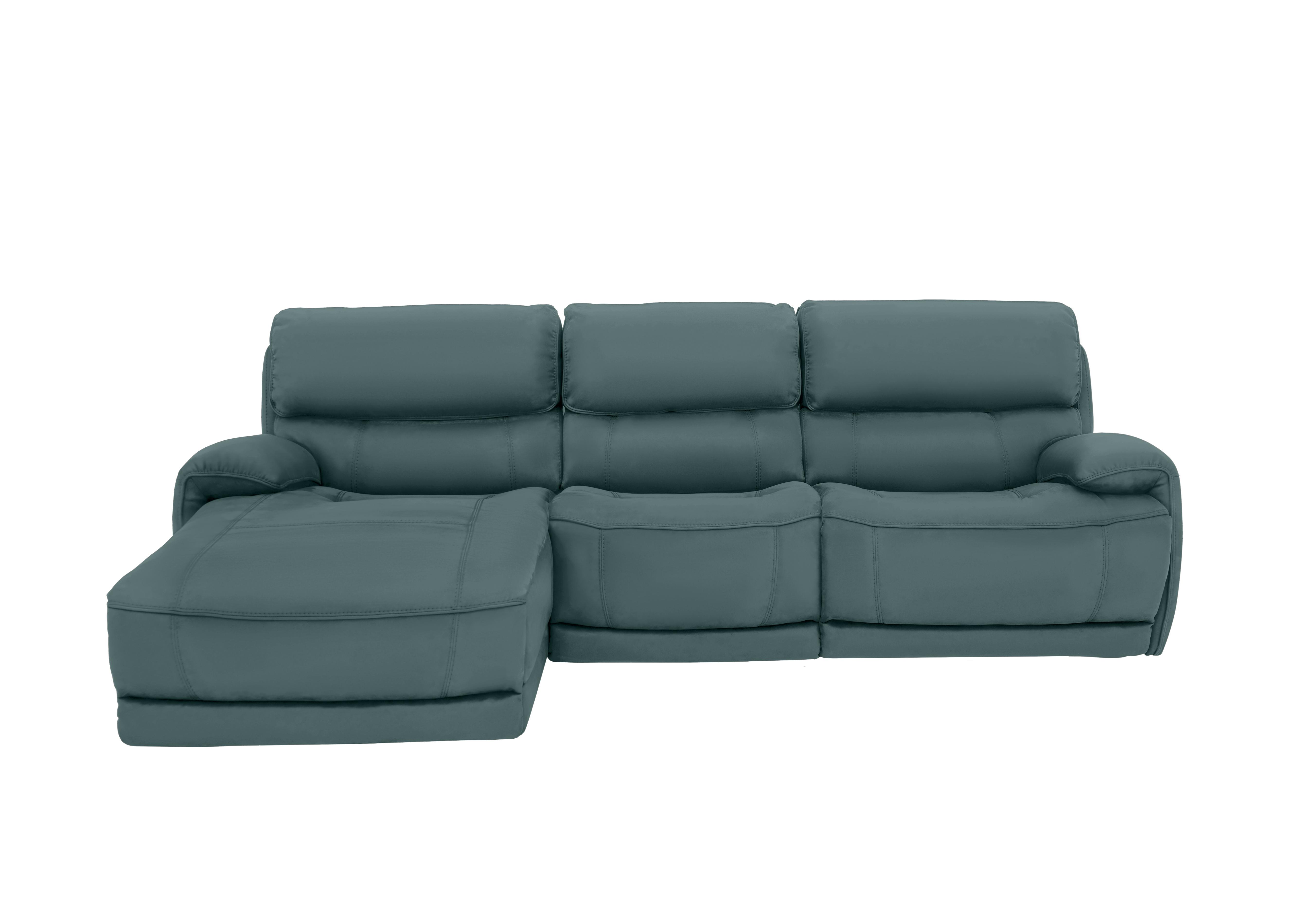 Link Leather Power Recliner Corner Chaise Sofa with Power Headrests in Nc-301e Lake Green on Furniture Village