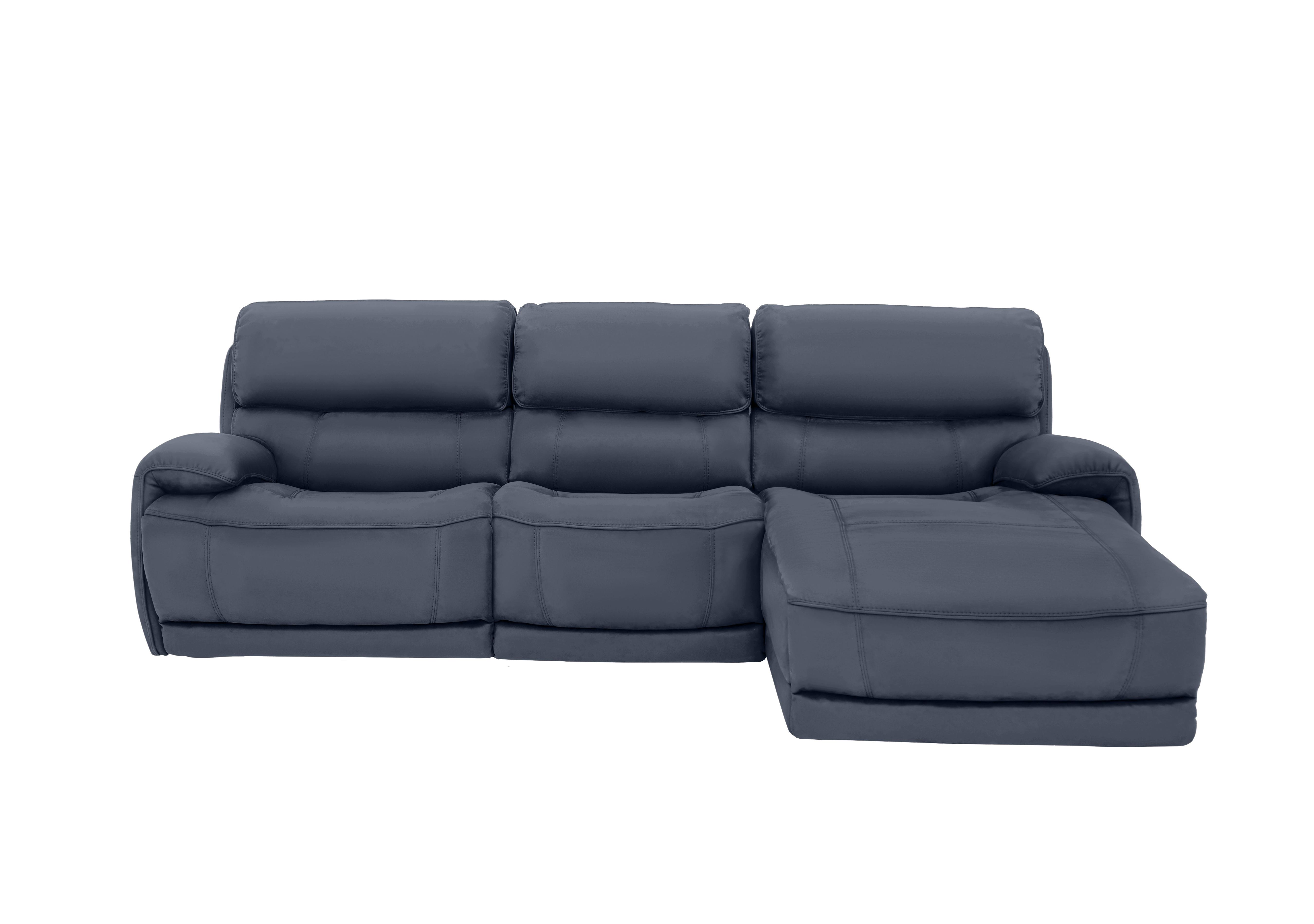 Link Leather Power Recliner Corner Chaise Sofa with Power Headrests in Nc-313e Ocean Blue on Furniture Village