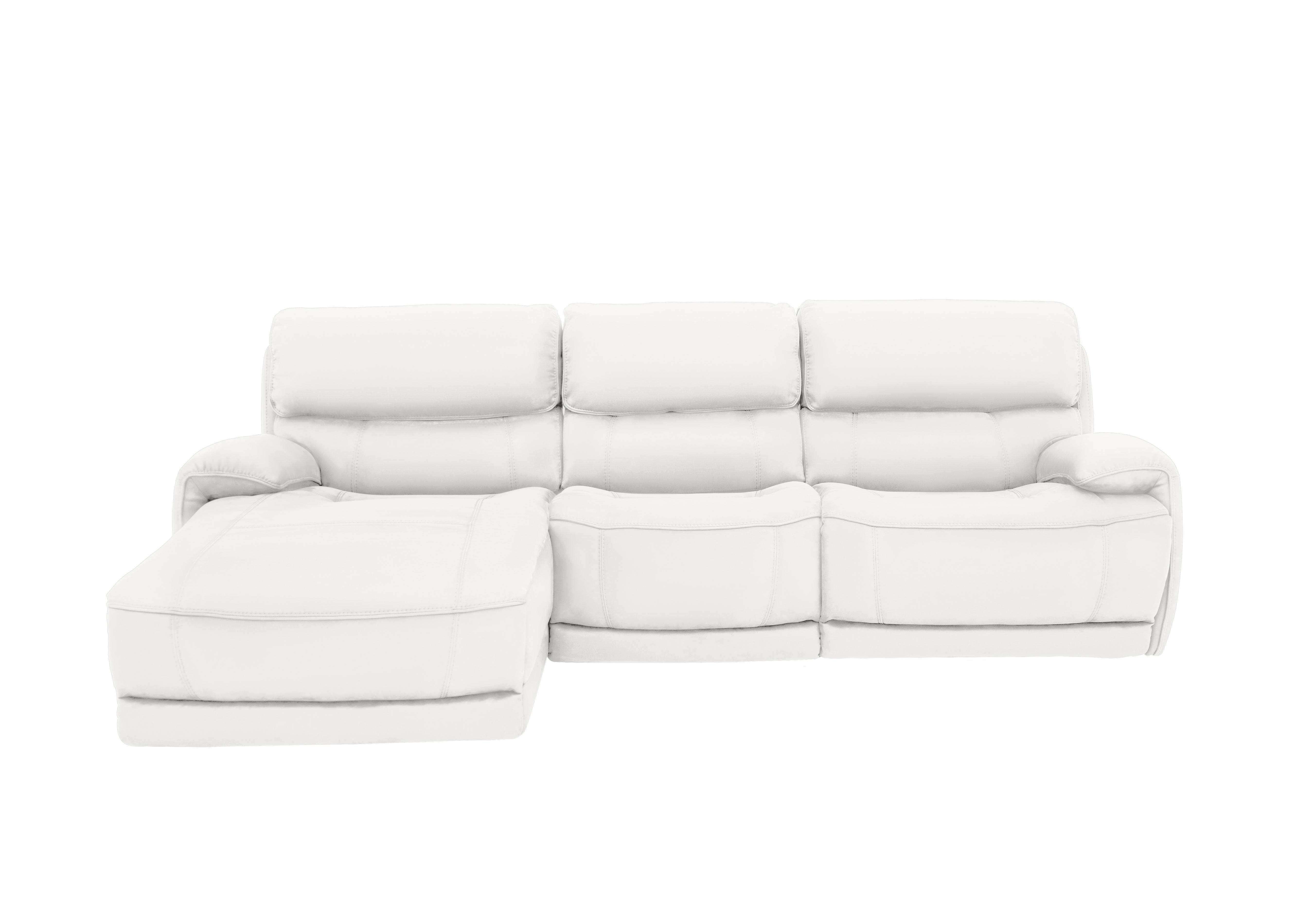 Link Leather Power Recliner Corner Chaise Sofa with Power Headrests in Nc-744d Star White on Furniture Village
