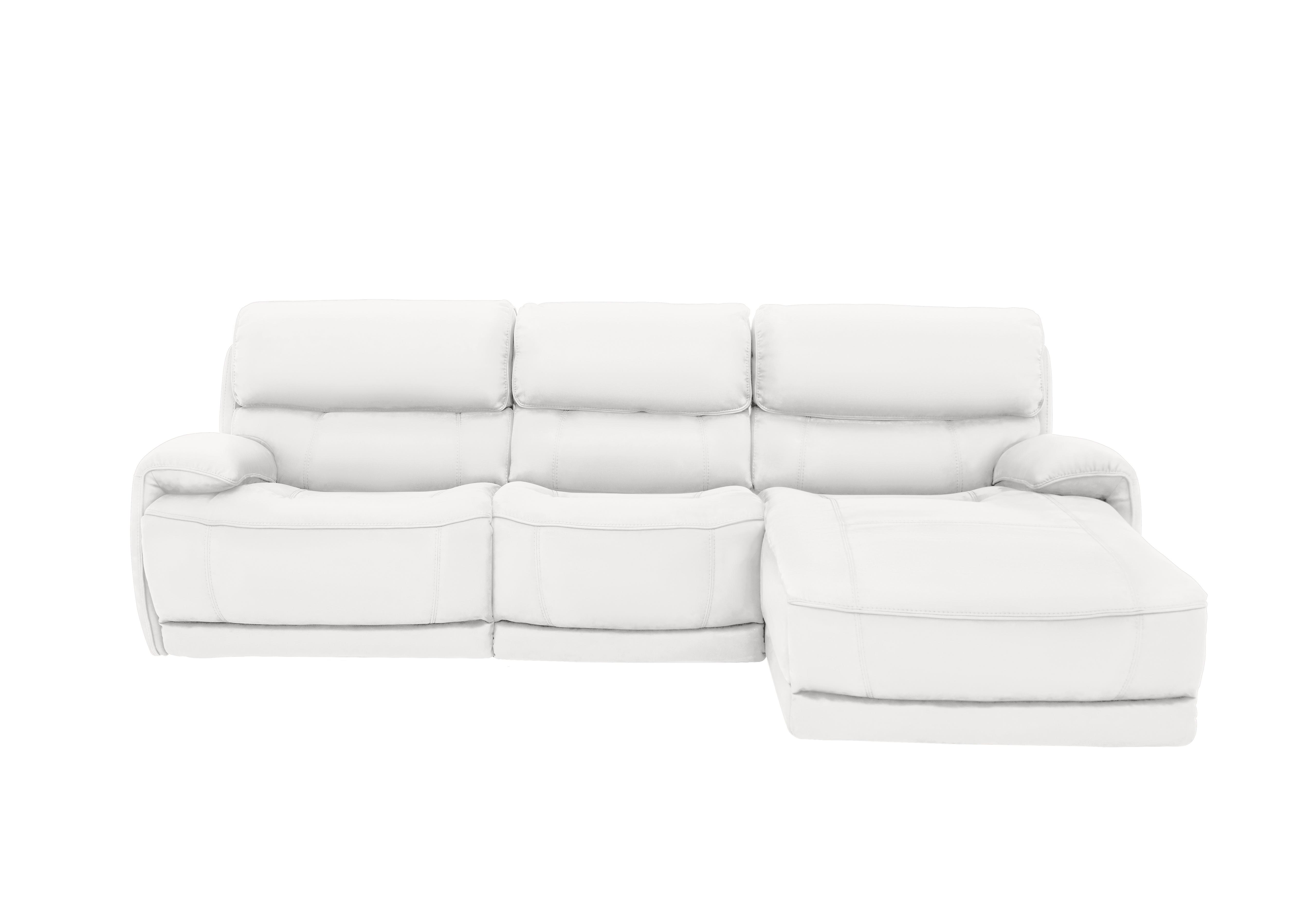 Link Leather Power Recliner Corner Chaise Sofa with Power Headrests in Nc-744d Star White on Furniture Village