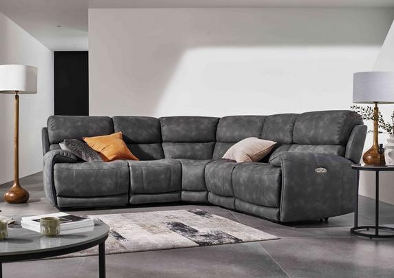 Link Fabric Large Power Recliner Corner Sofa with Power Headrests