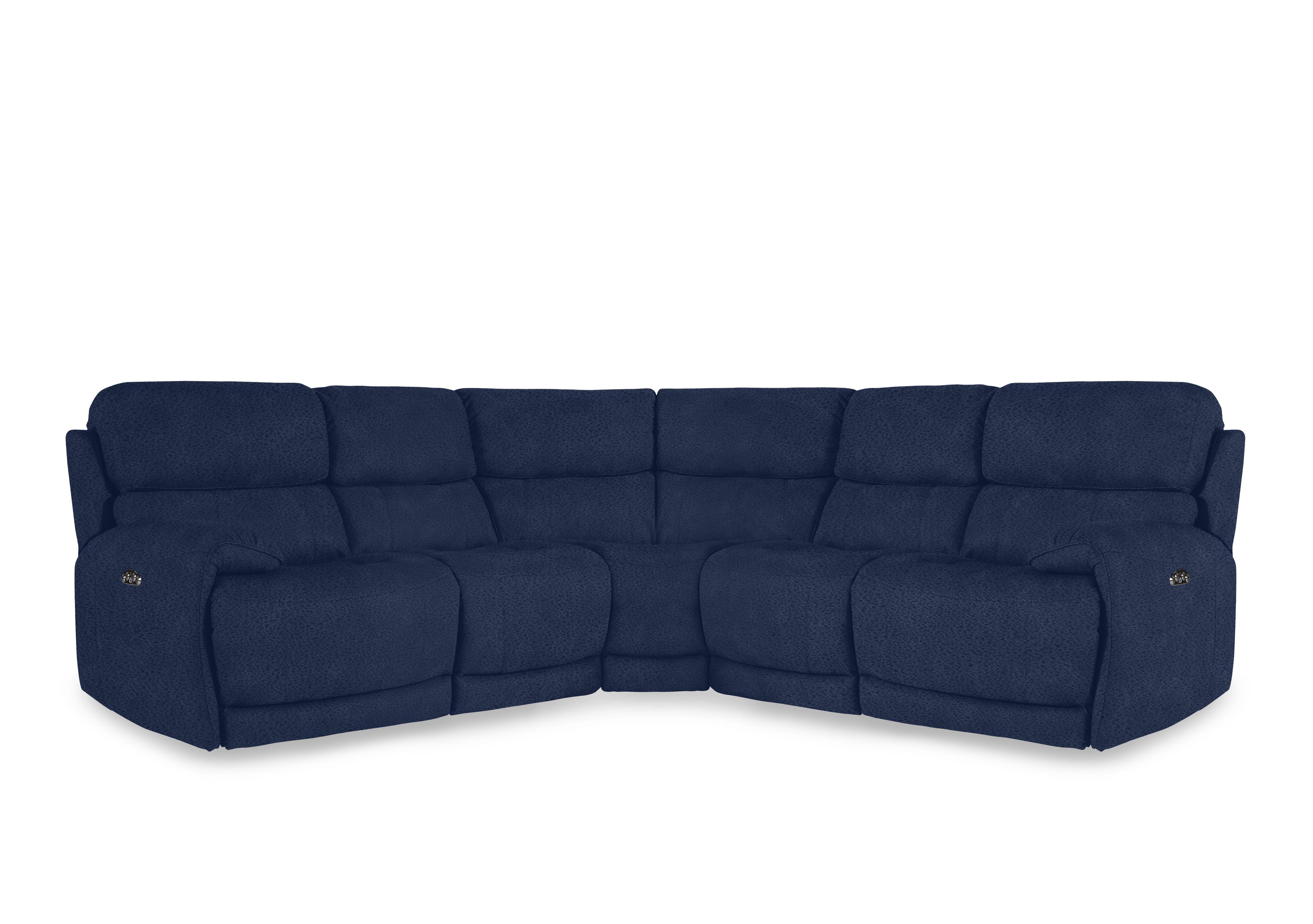 Link Fabric Large Power Recliner Corner Sofa with Power Headrests in Bfa-Blj-R10 Blue on Furniture Village