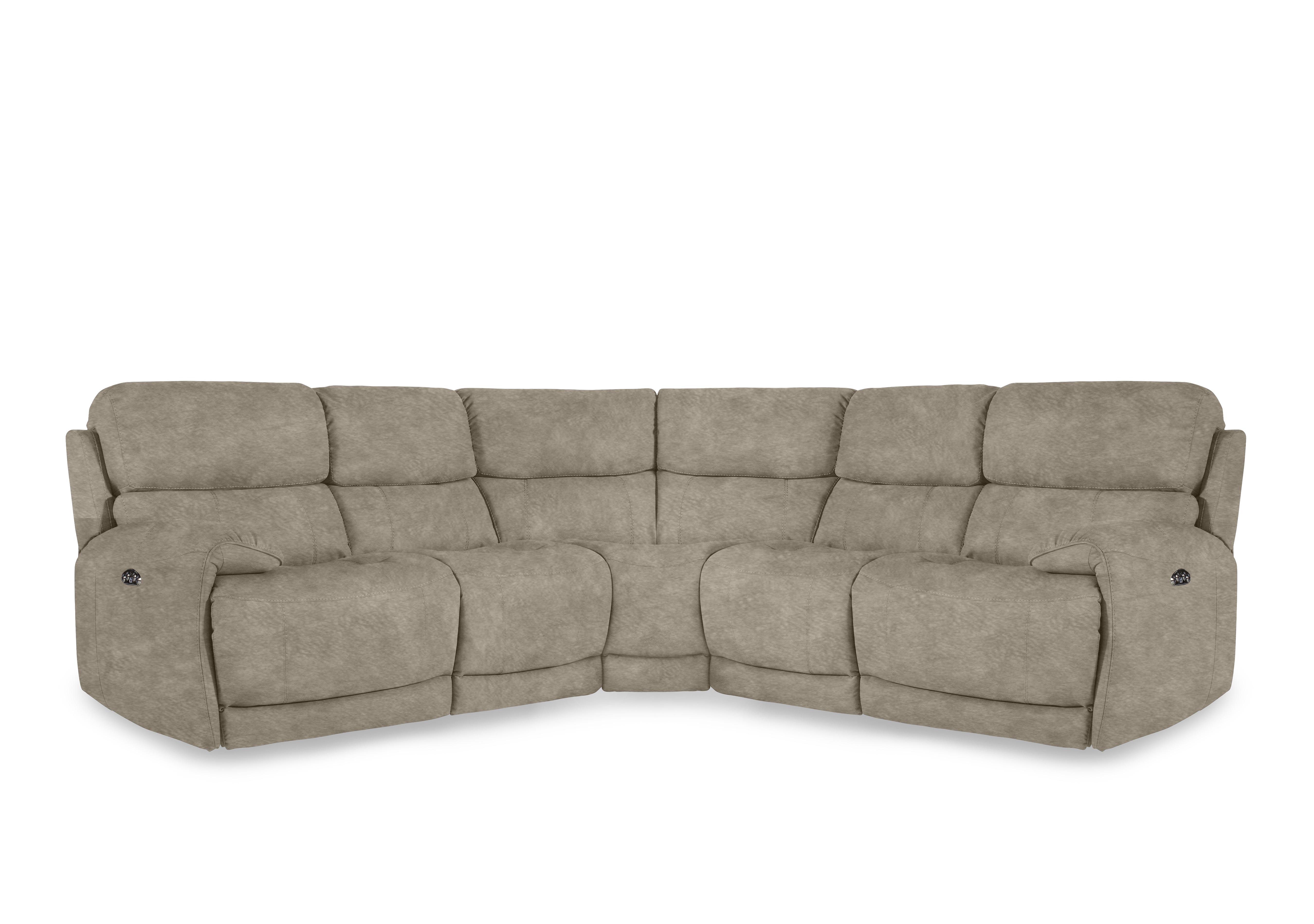 Link Fabric Large Power Recliner Corner Sofa with Power Headrests in Bfa-Bnn-R26 Fv2 Cream on Furniture Village