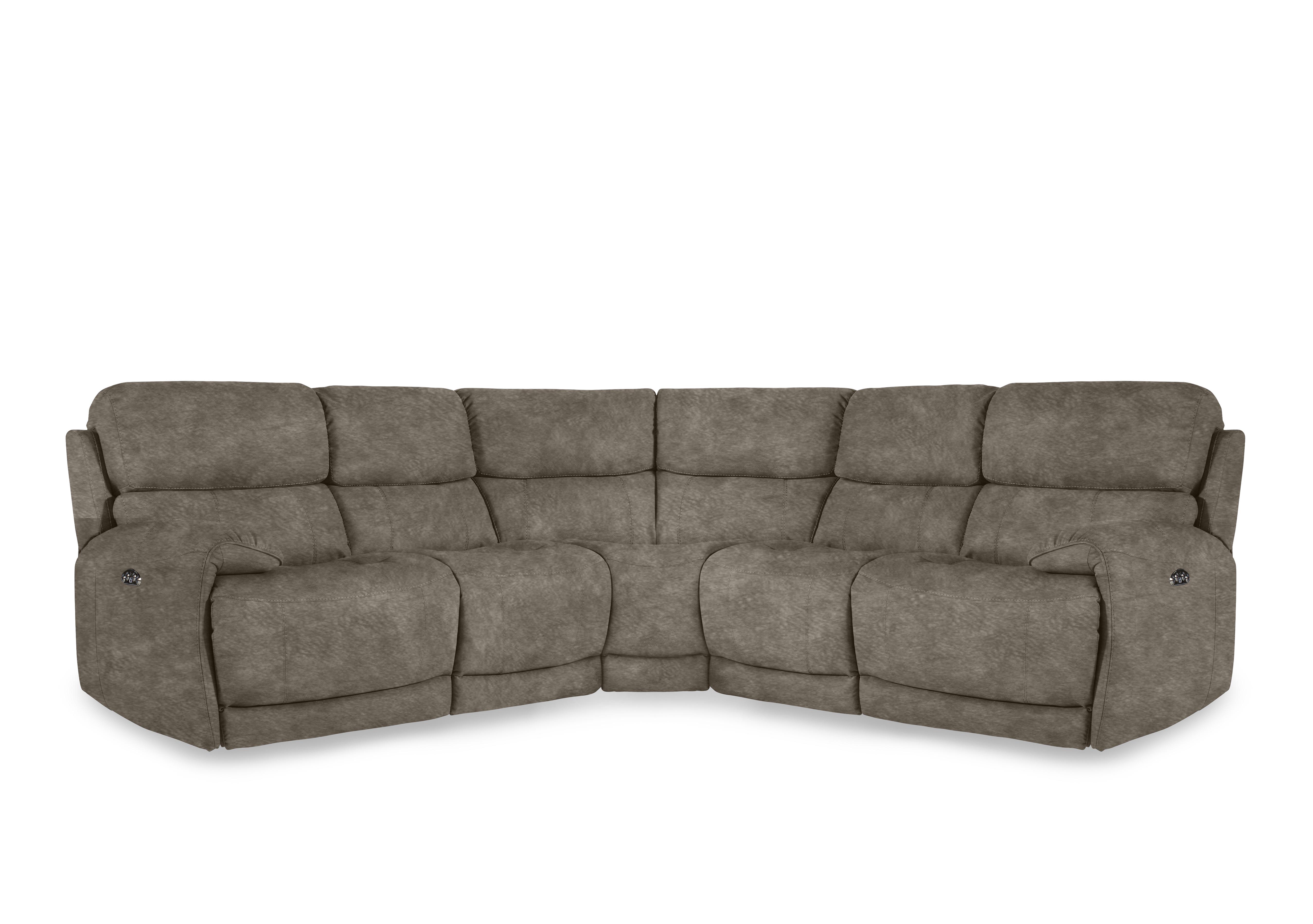 Link Fabric Large Power Recliner Corner Sofa with Power Headrests in Bfa-Bnn-R29 Fv1 Mink on Furniture Village