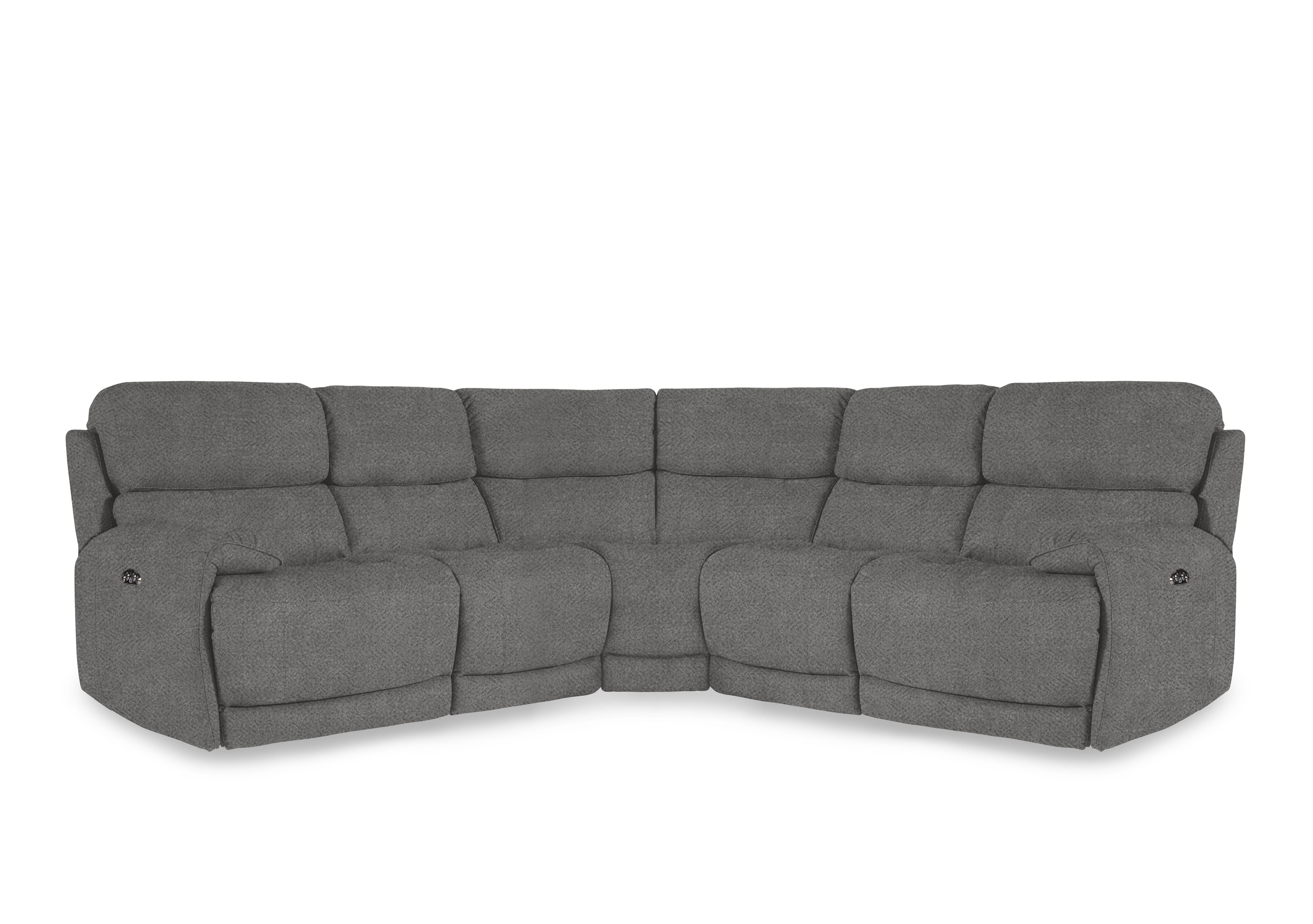 Link Fabric Large Power Recliner Corner Sofa with Power Headrests in Fab-Meo-R24 Haze on Furniture Village