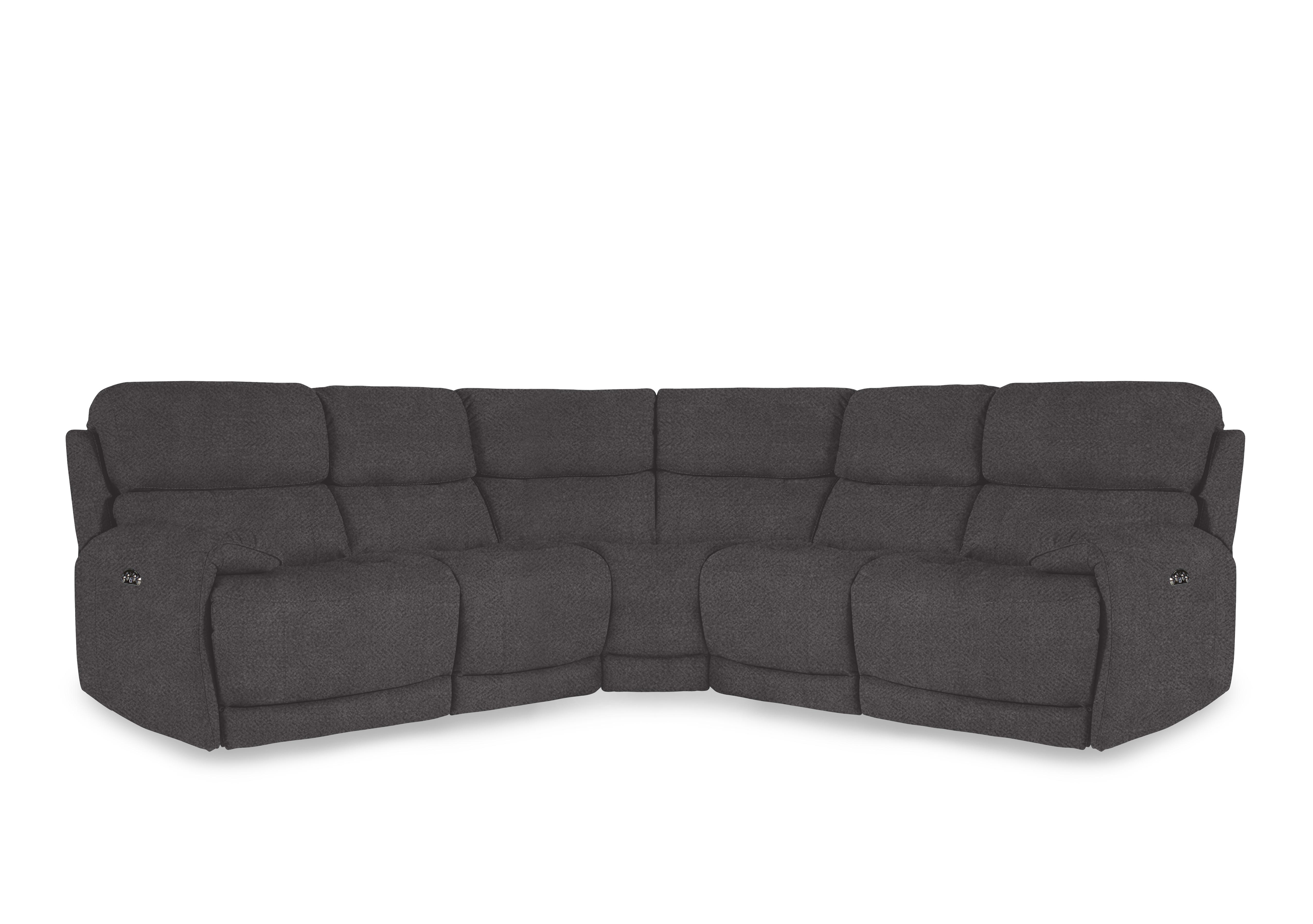 Link Fabric Large Power Recliner Corner Sofa with Power Headrests in Fab-Meo-R25 Iron Grey on Furniture Village