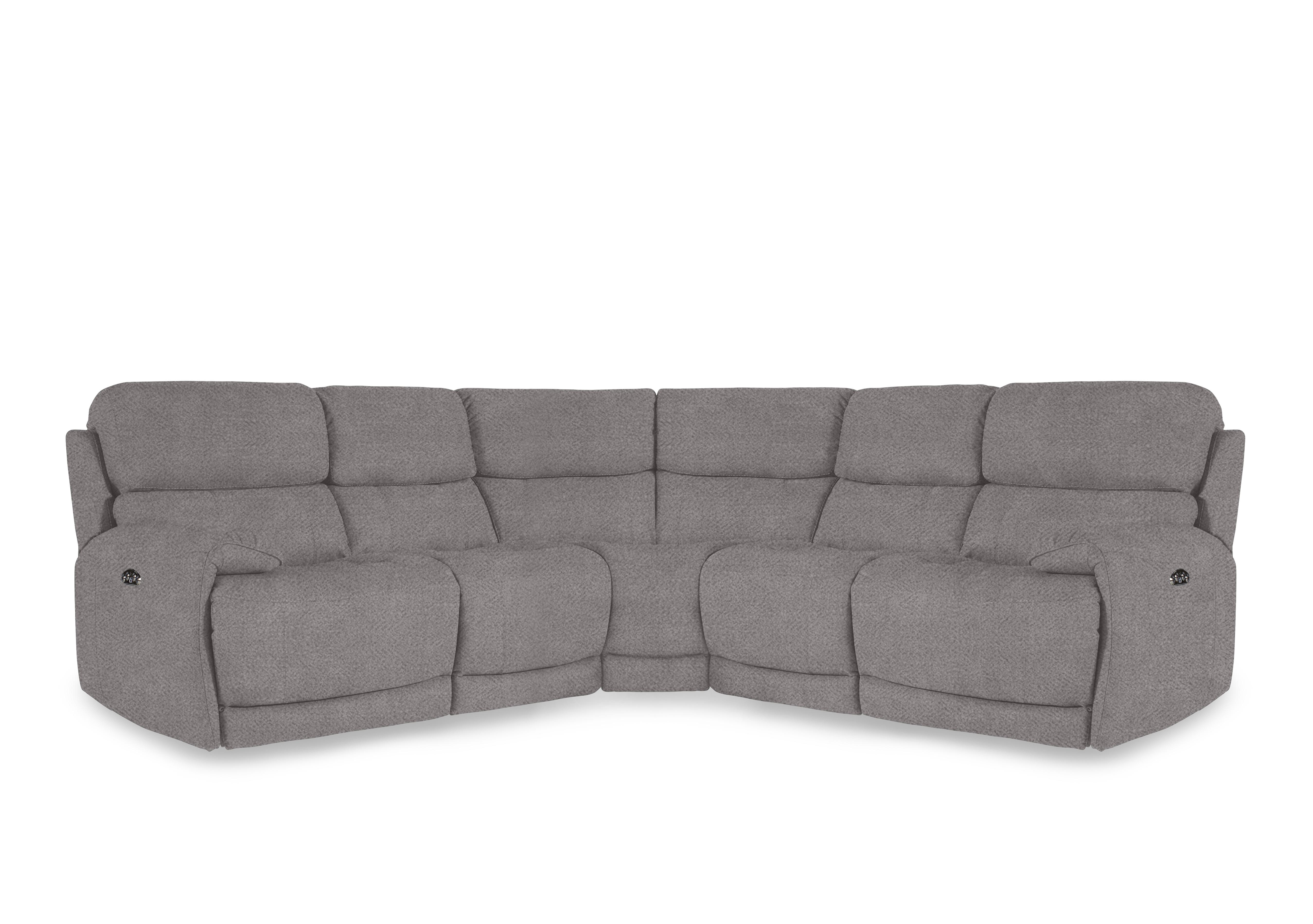 Link Fabric Large Power Recliner Corner Sofa with Power Headrests in Fab-Meo-R27 Pewter on Furniture Village