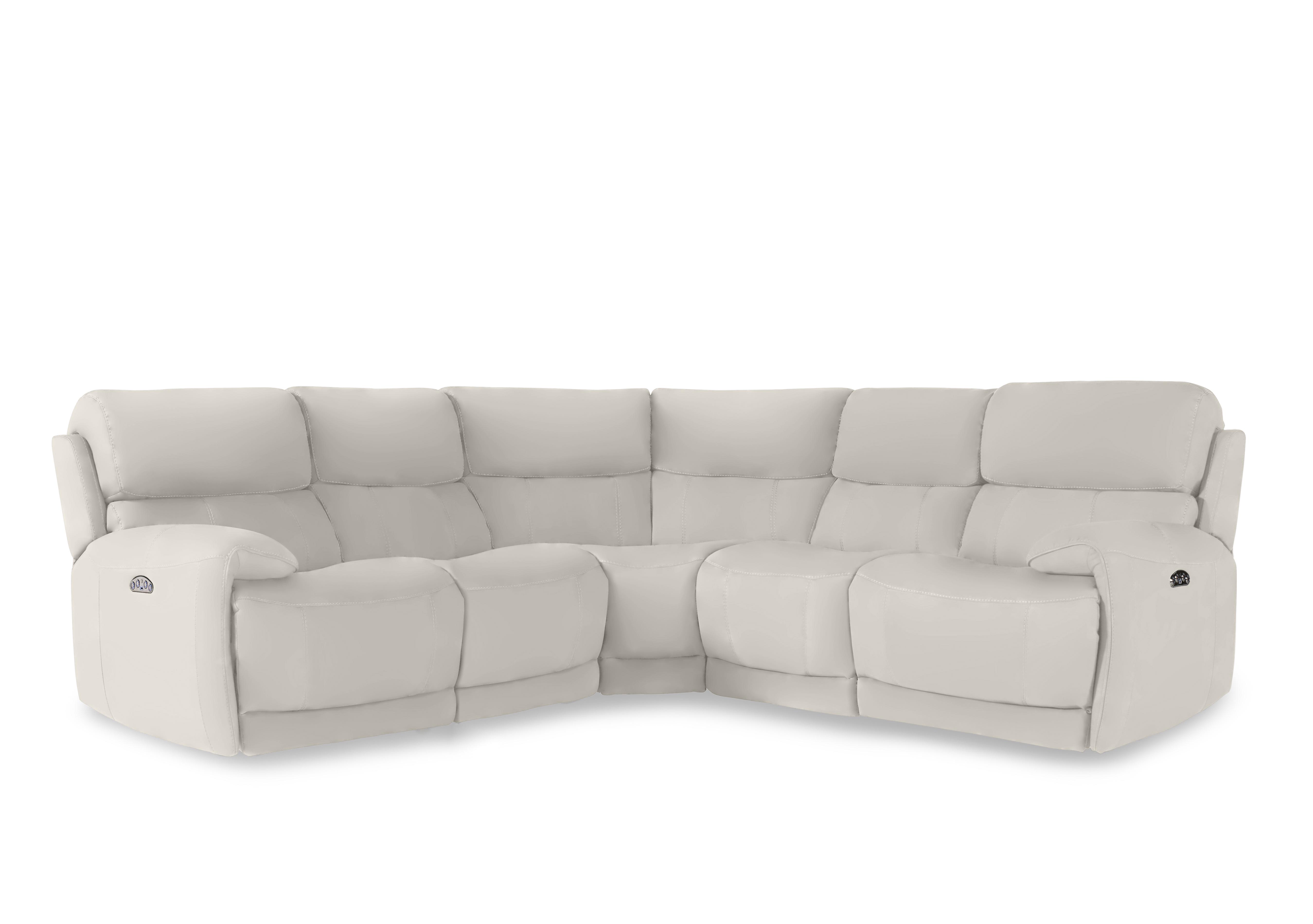 Link Leather Large Power Recliner Corner Sofa with Power Headrests in Bv-156e Frost on Furniture Village