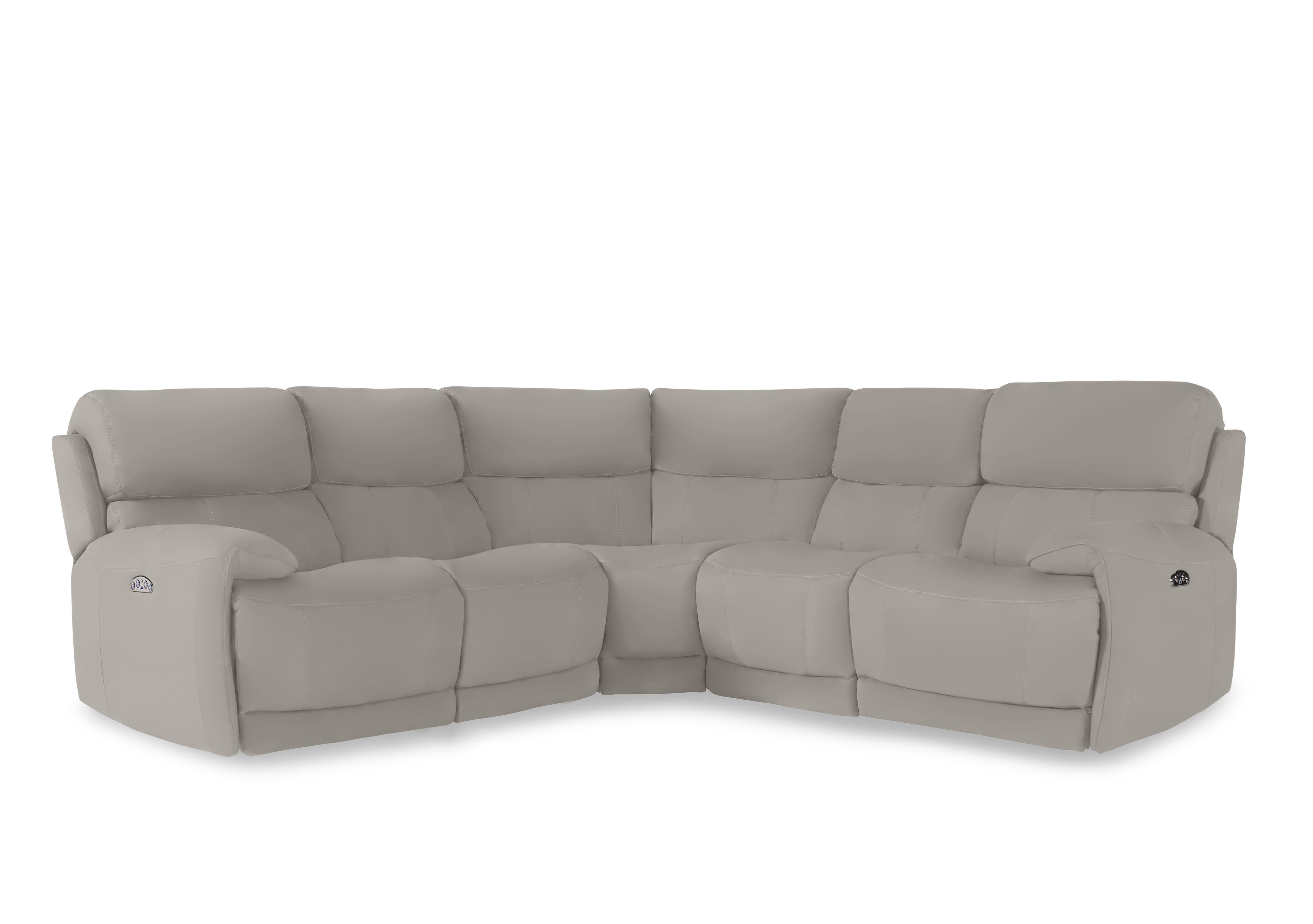 Link Leather Large Power Recliner Corner Sofa with Power Headrests in Bv-946b Silver Grey on Furniture Village