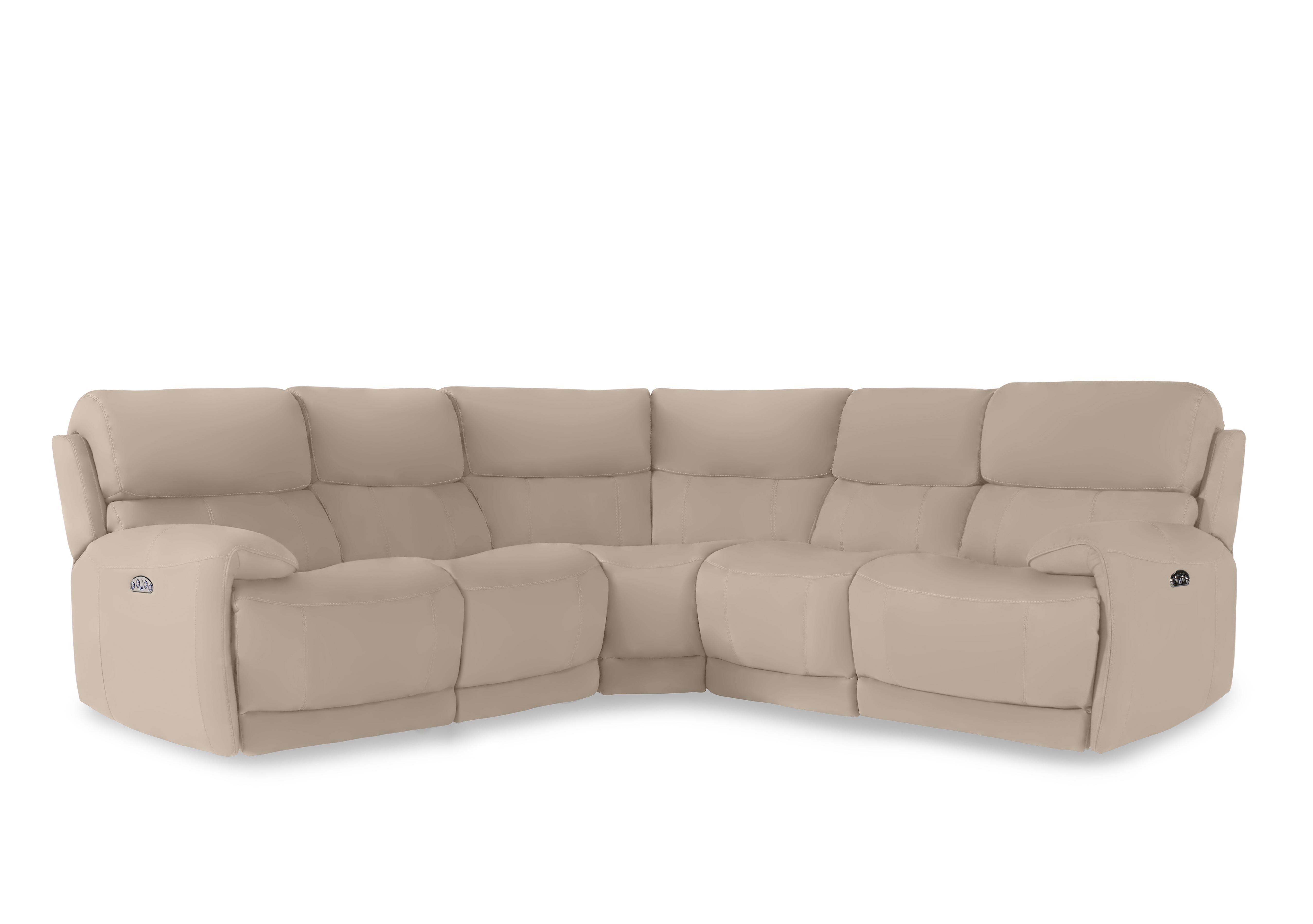 Link Leather Large Power Recliner Corner Sofa with Power Headrests in Nc-039c Pebble on Furniture Village