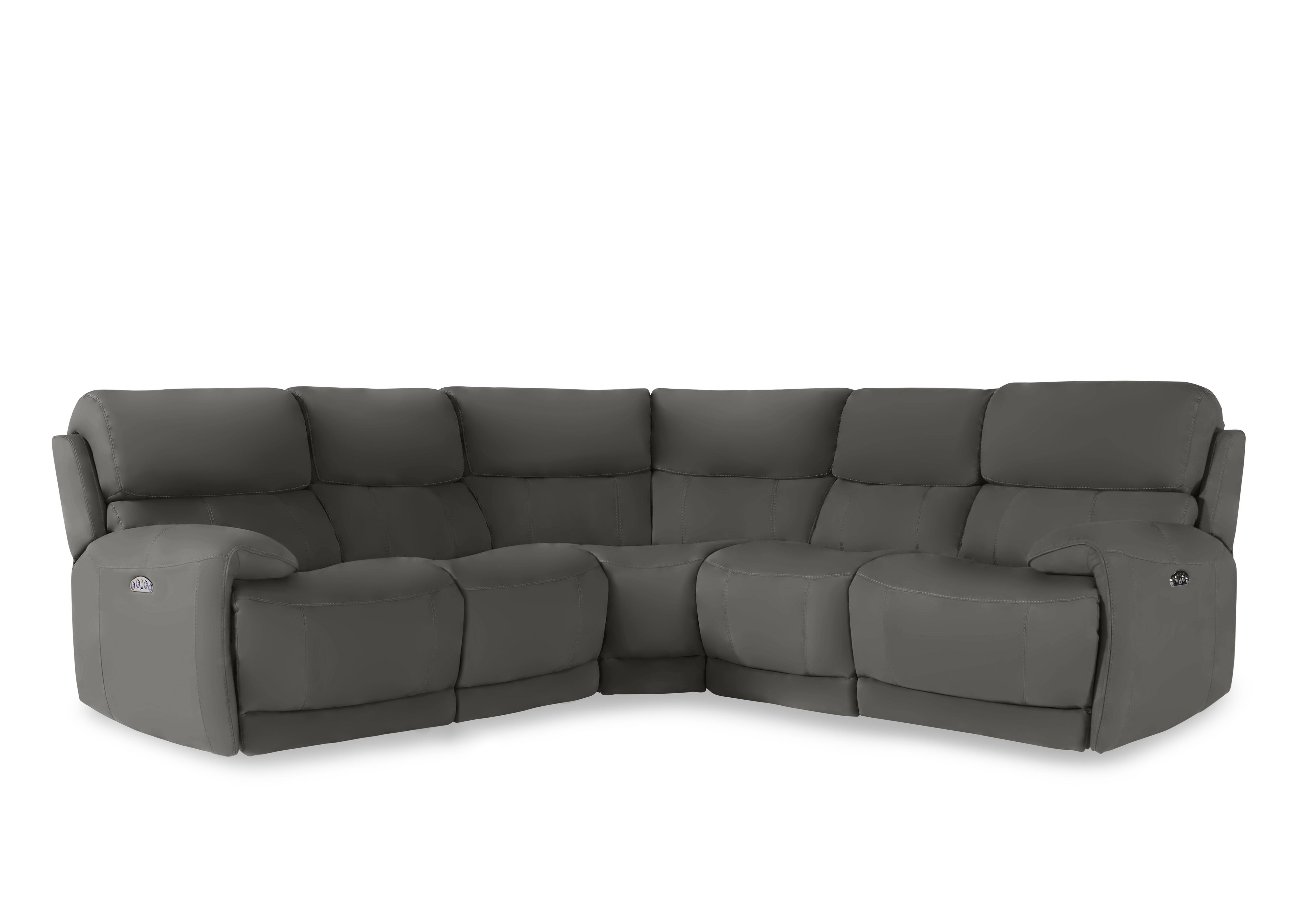 Link Leather Large Power Recliner Corner Sofa with Power Headrests in Nc-088e Charcoal Grey on Furniture Village