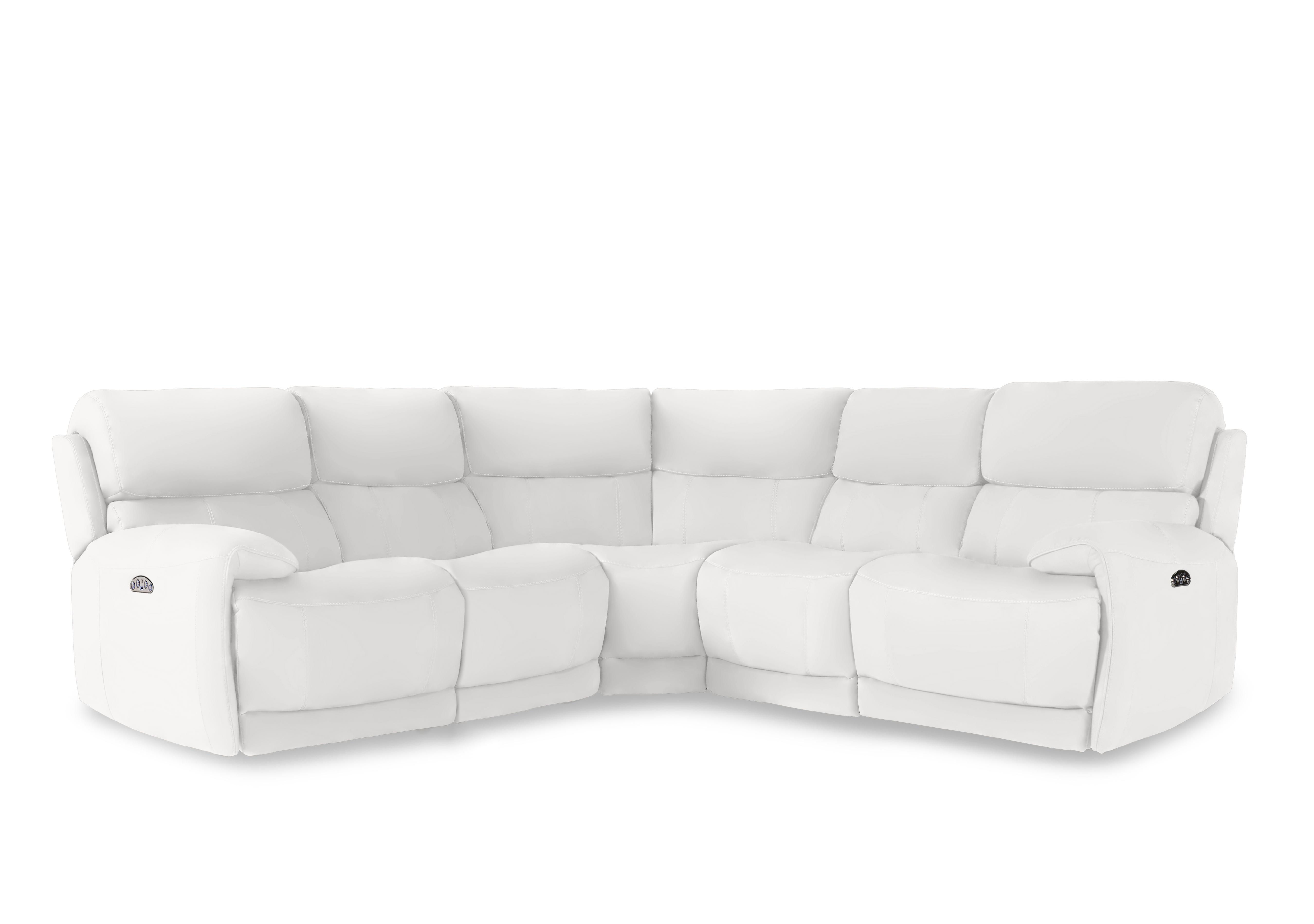 Link Leather Large Power Recliner Corner Sofa with Power Headrests in Nc-744d Star White on Furniture Village