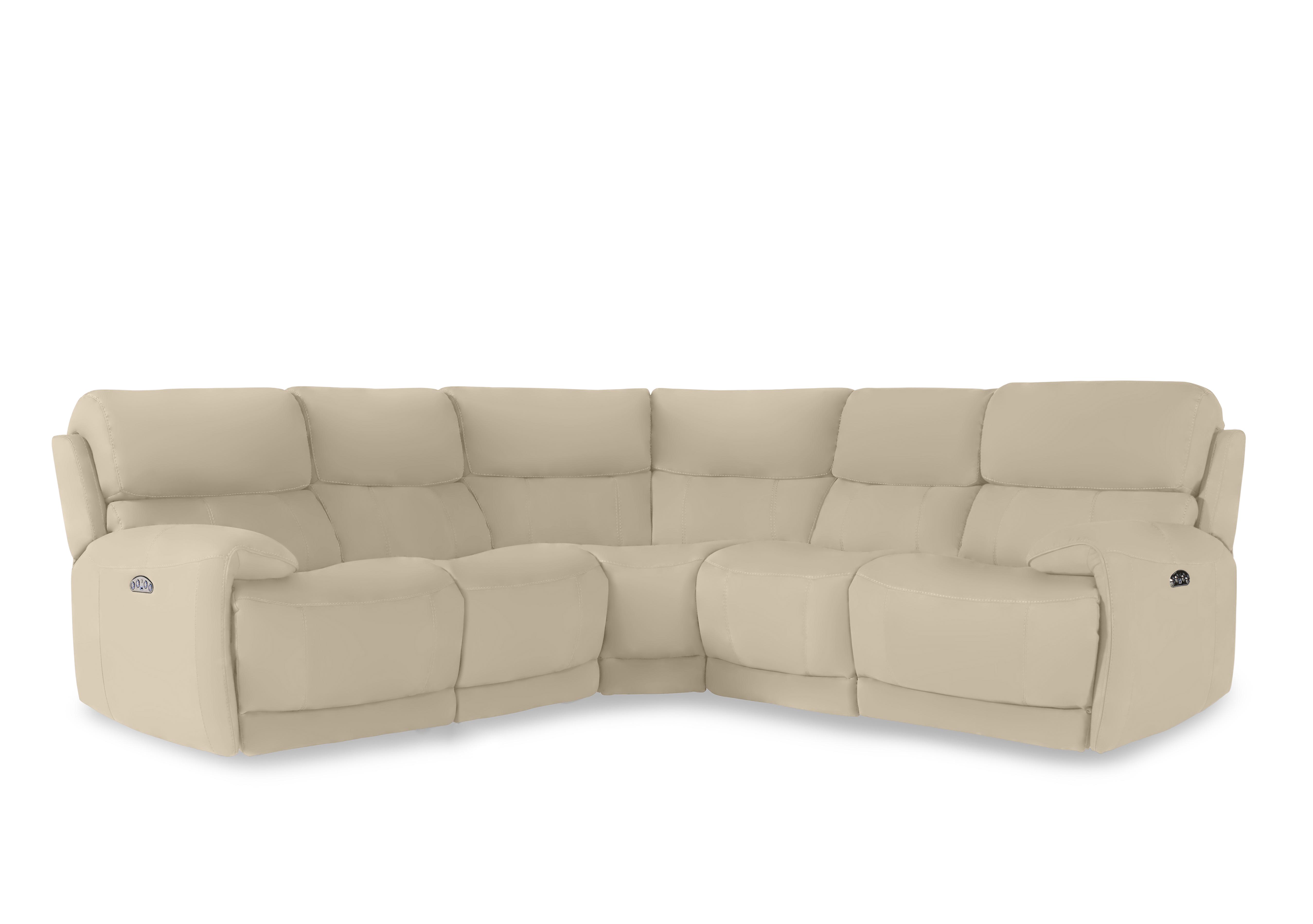 Link Leather Large Power Recliner Corner Sofa with Power Headrests in Nc-862c Bisque on Furniture Village