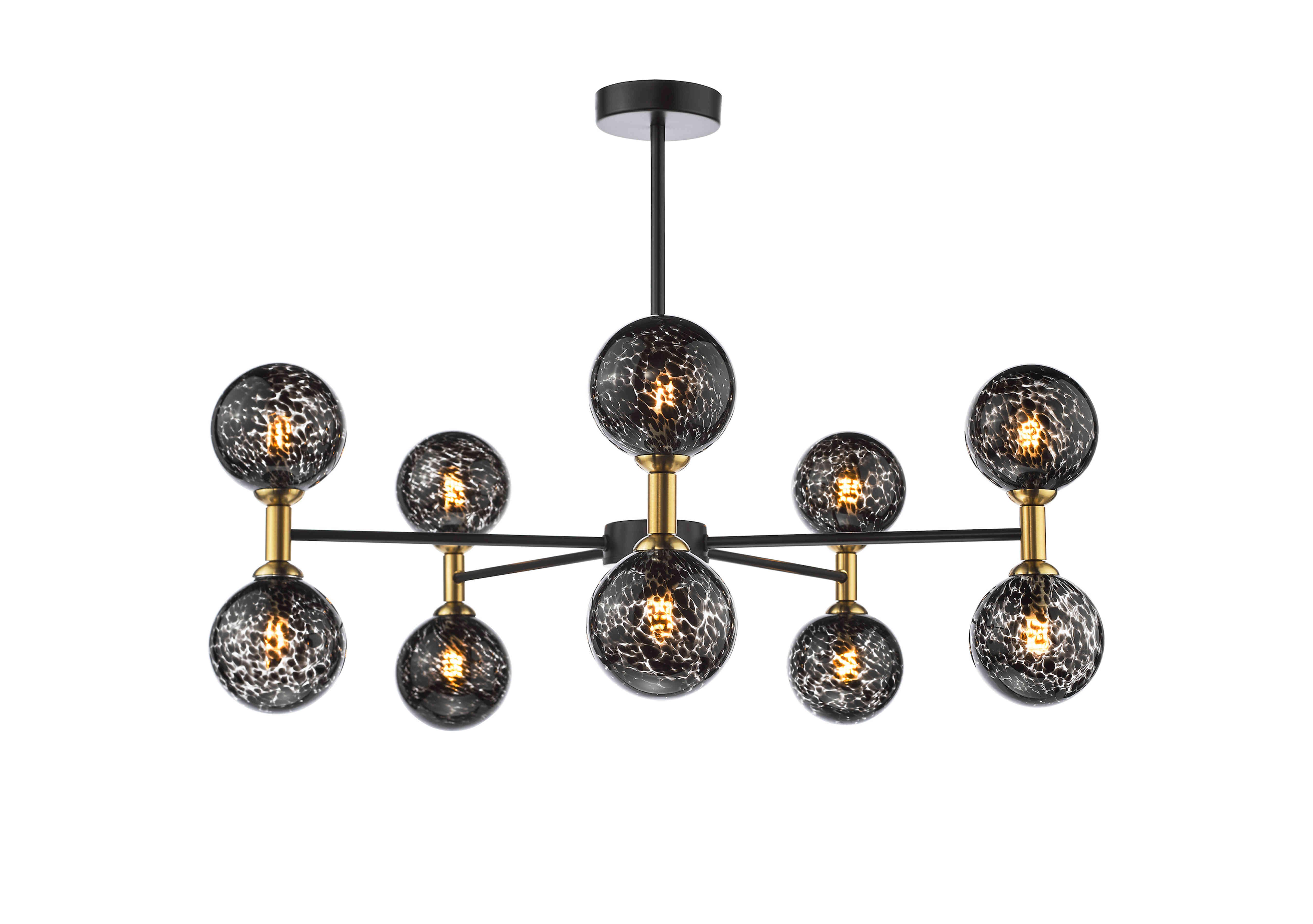 Kobe 10 Light Semi-Flush Light in Black Confetti on Furniture Village