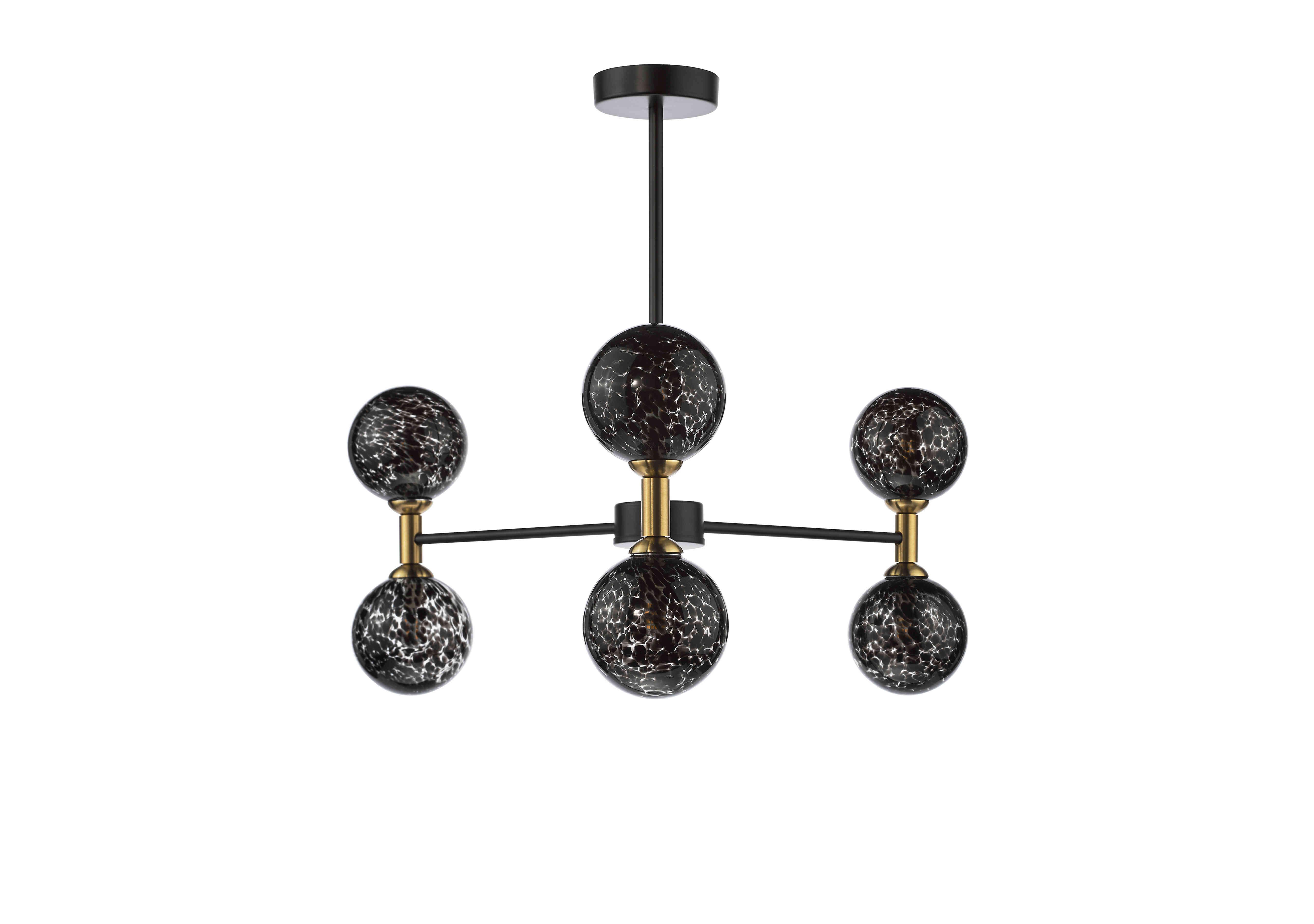 Kobe 6 Light Semi-Flush Light in Black Confetti on Furniture Village