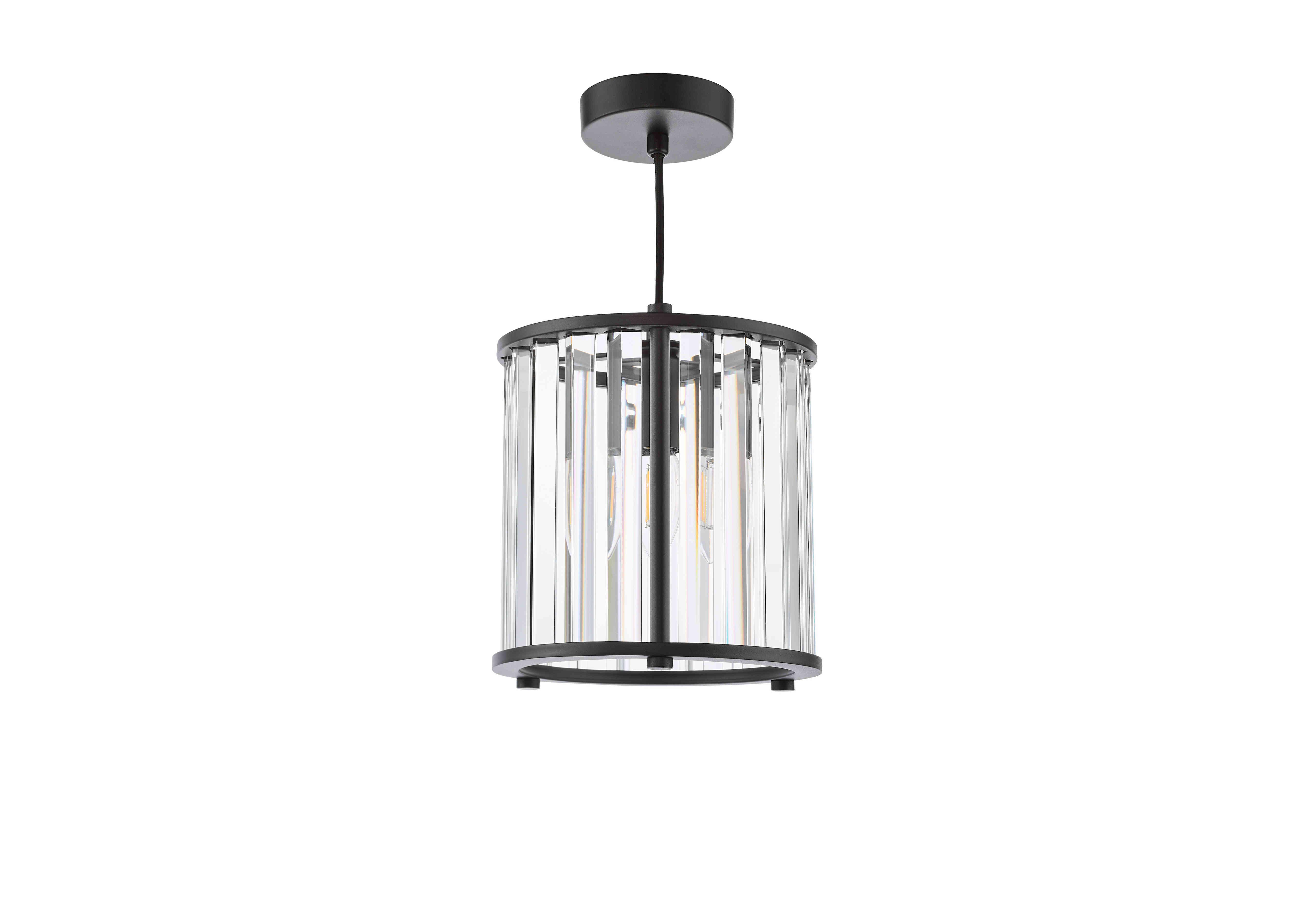 Kira 1 Light Pendant in Black on Furniture Village